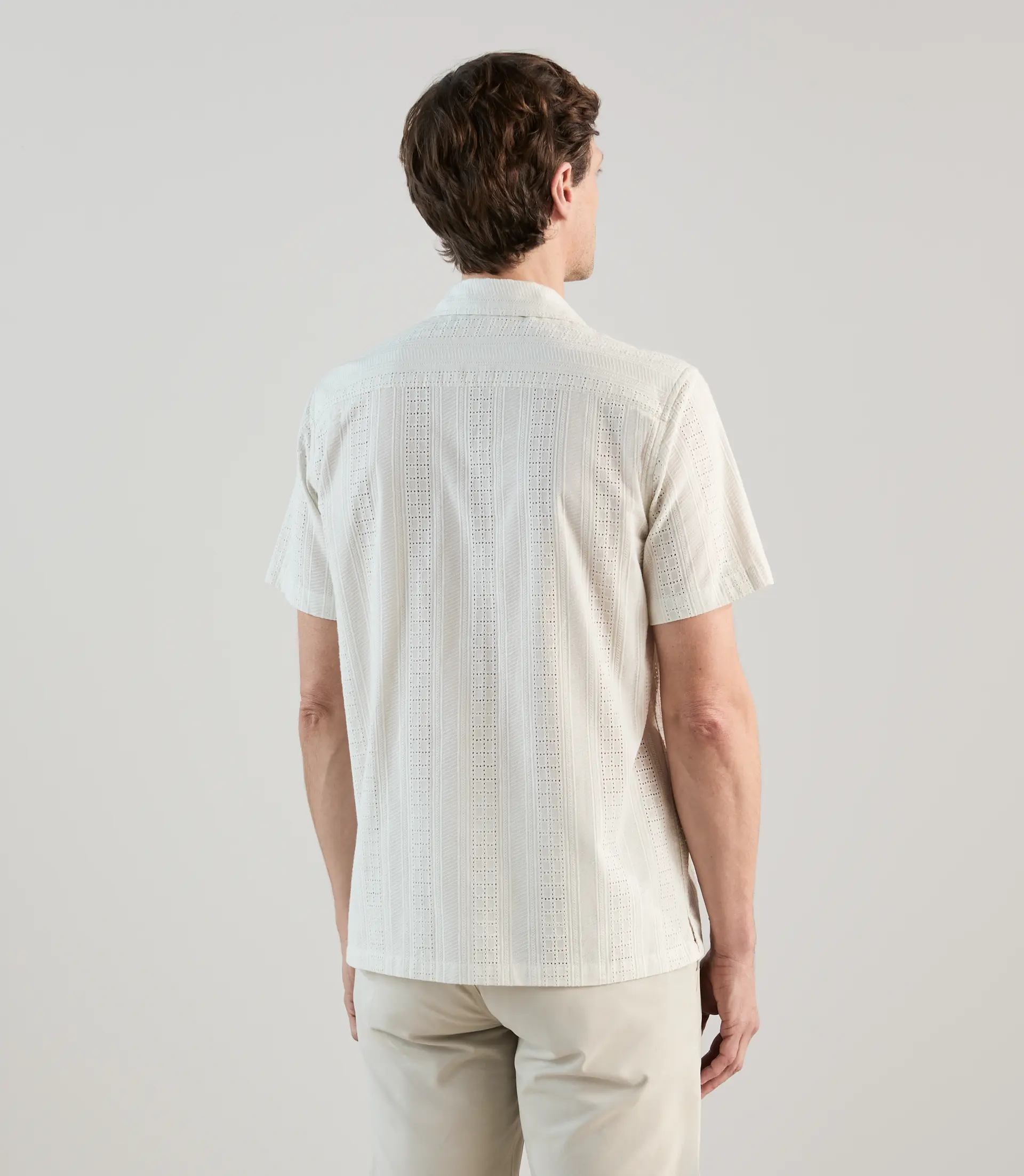 Chemise casual brodée beige - Image 3