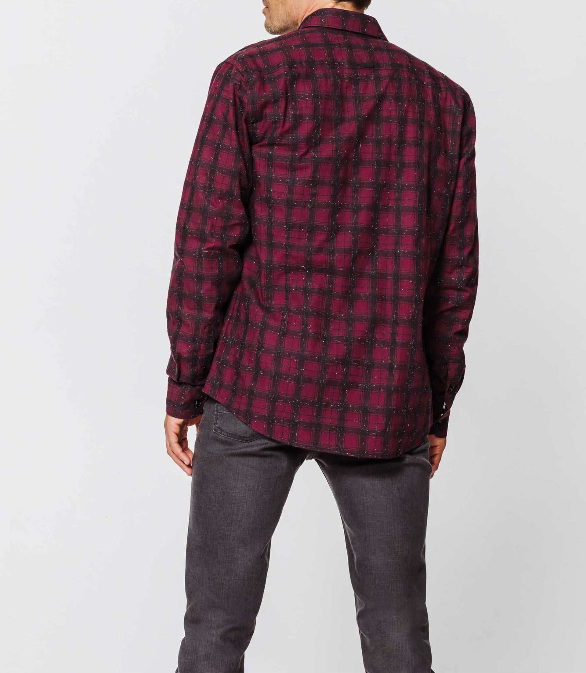 Chemise carreaux bordeaux - Image 2