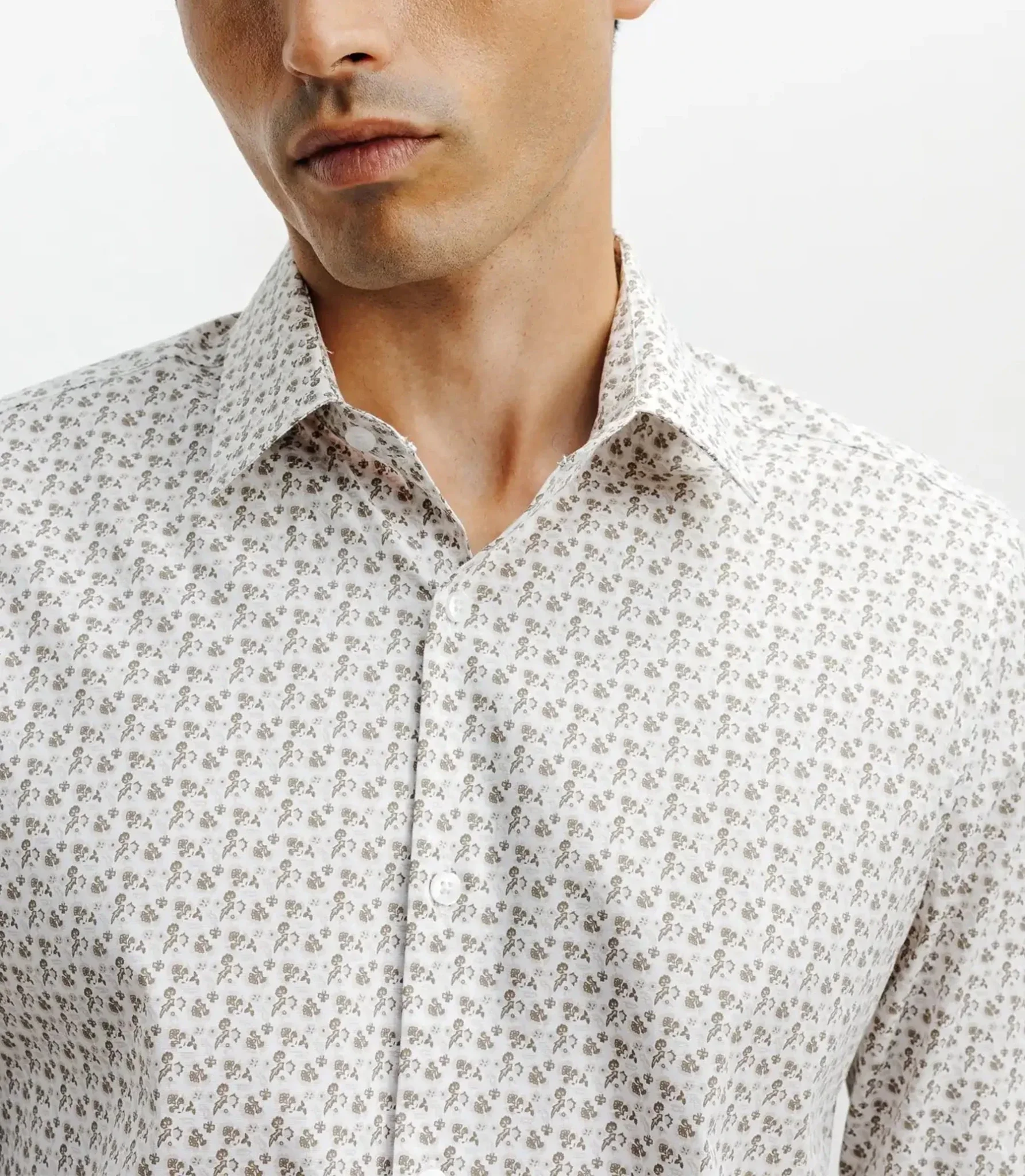 Chemise casual à imprimé fleurs beige - Image 2