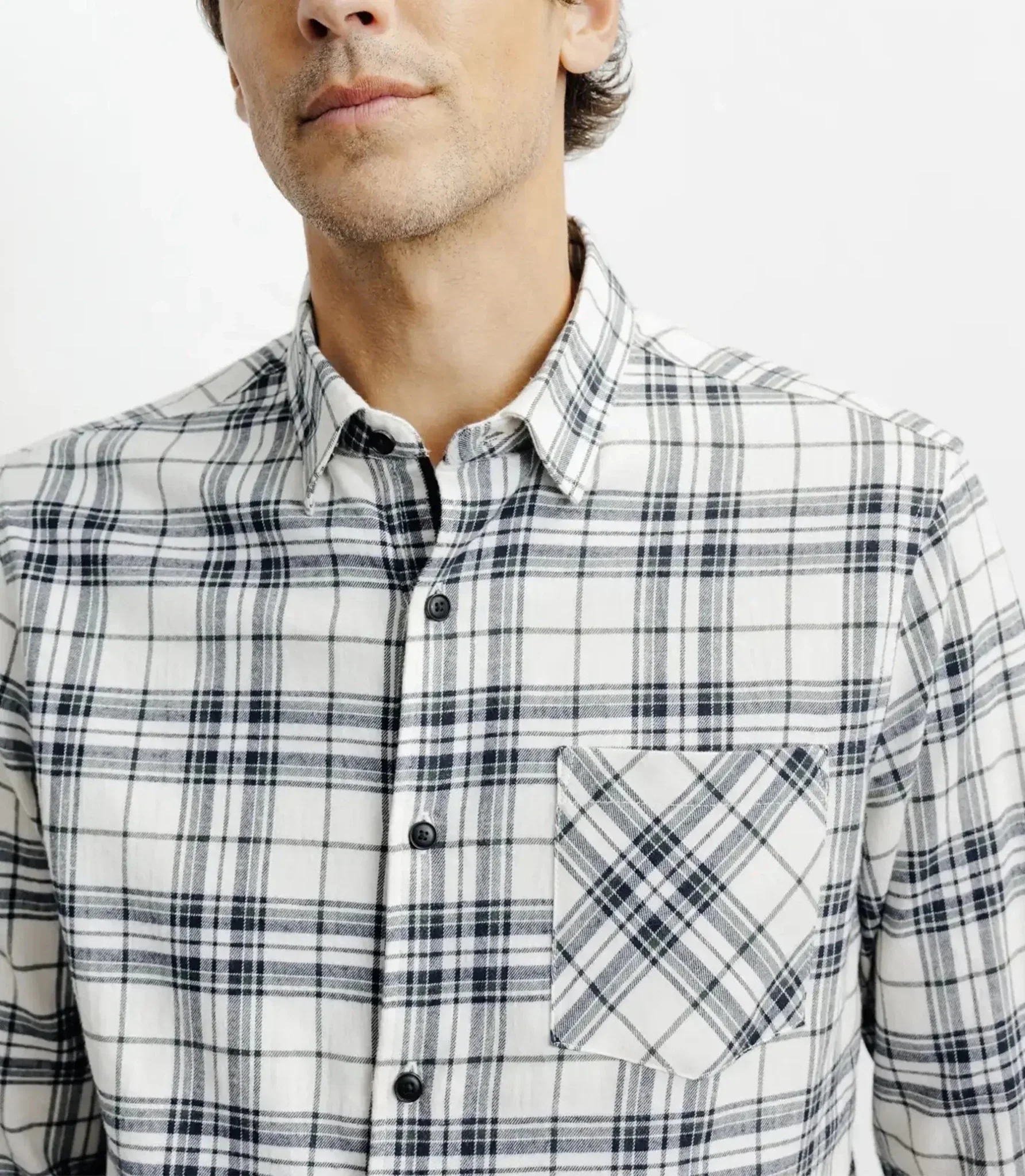 Chemise casual à petits carreaux écru - Image 2