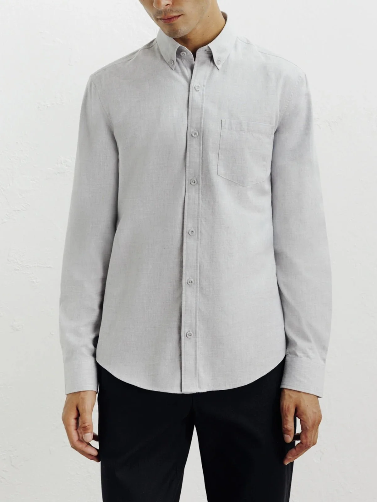 Chemise casual avec col boutonné grise