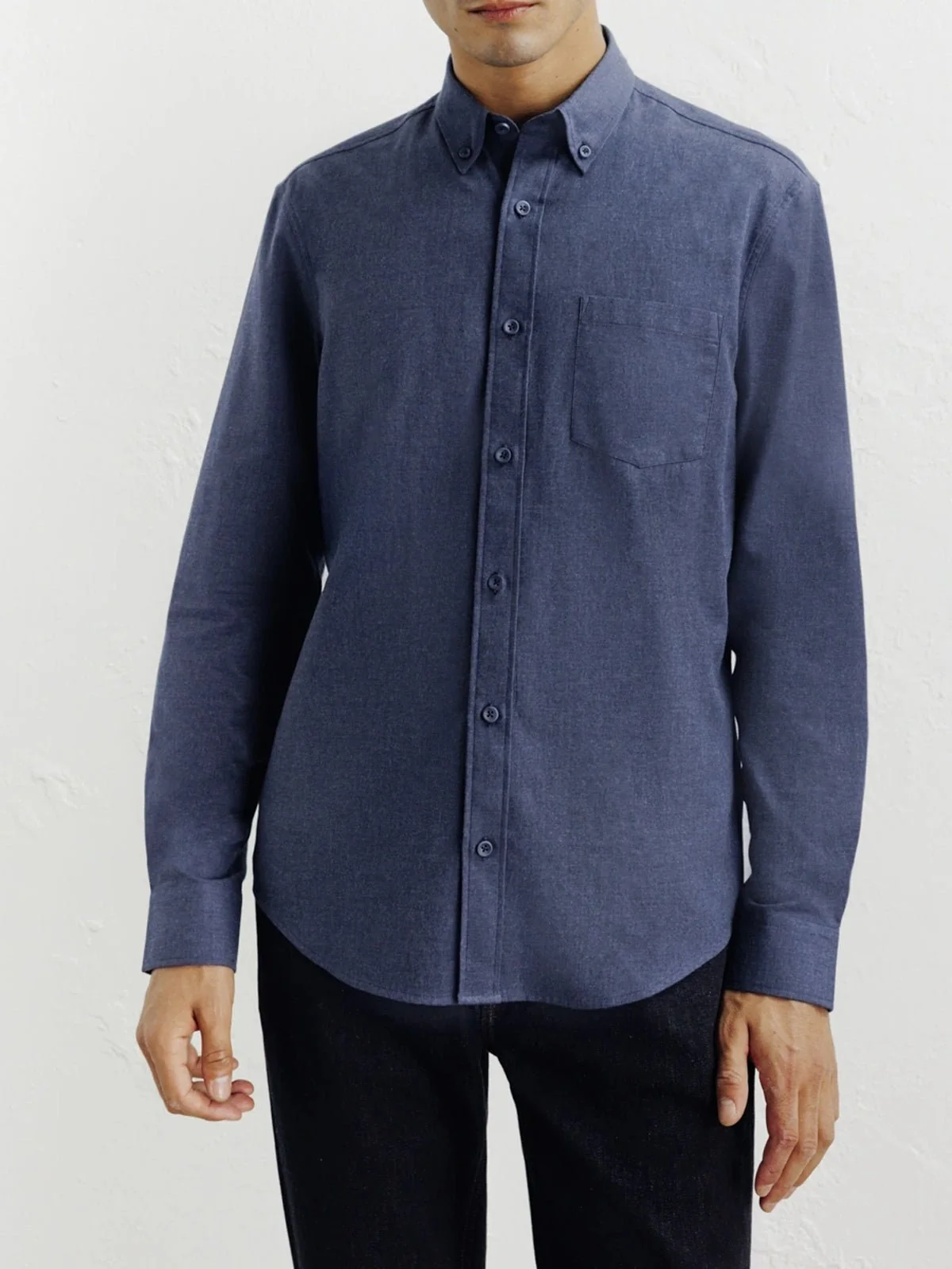 Chemise casual avec col boutonné marine