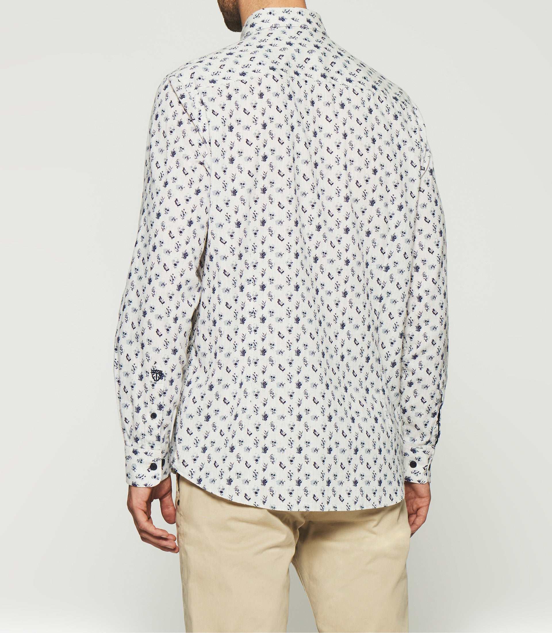 Chemise imprimée floral beige et marine KAMERON - Image 3