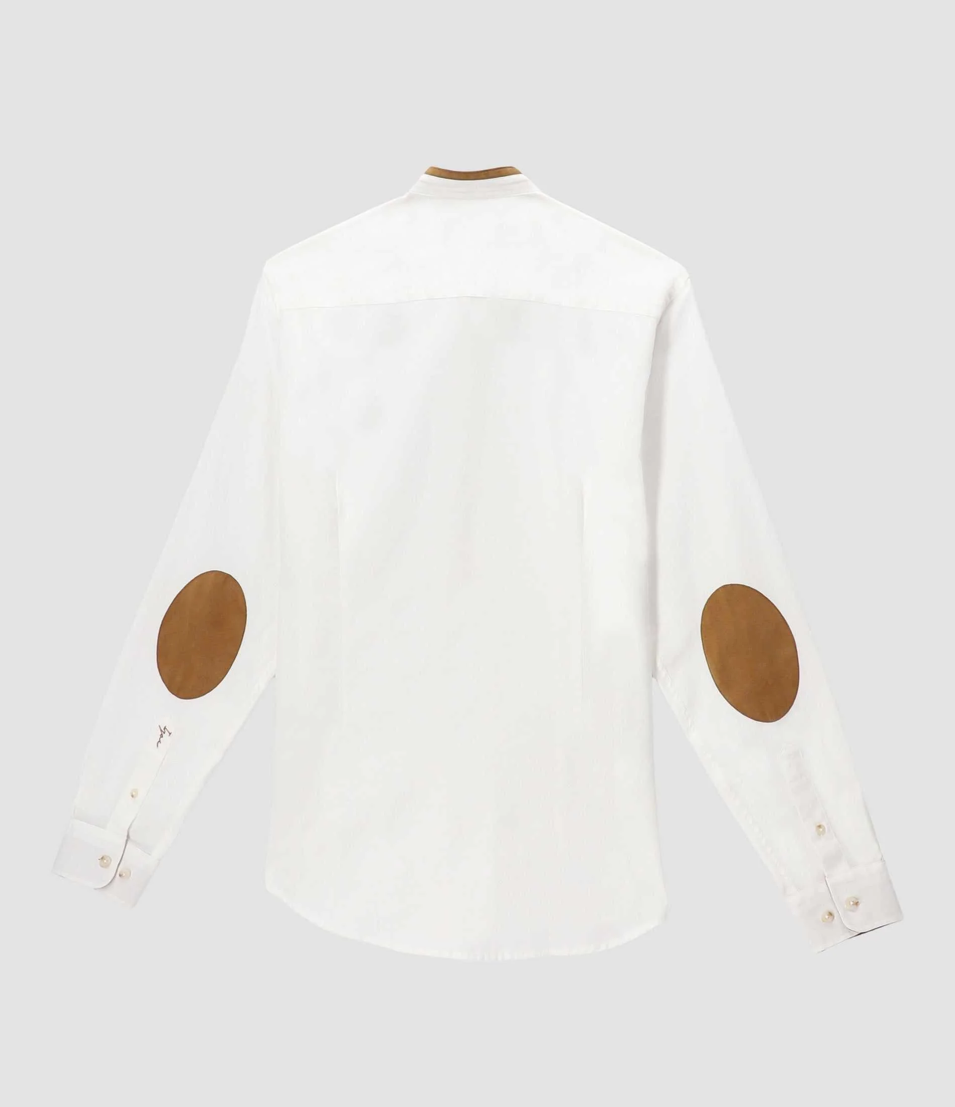 Chemise à coudières blanc et camel JASON - Image 3