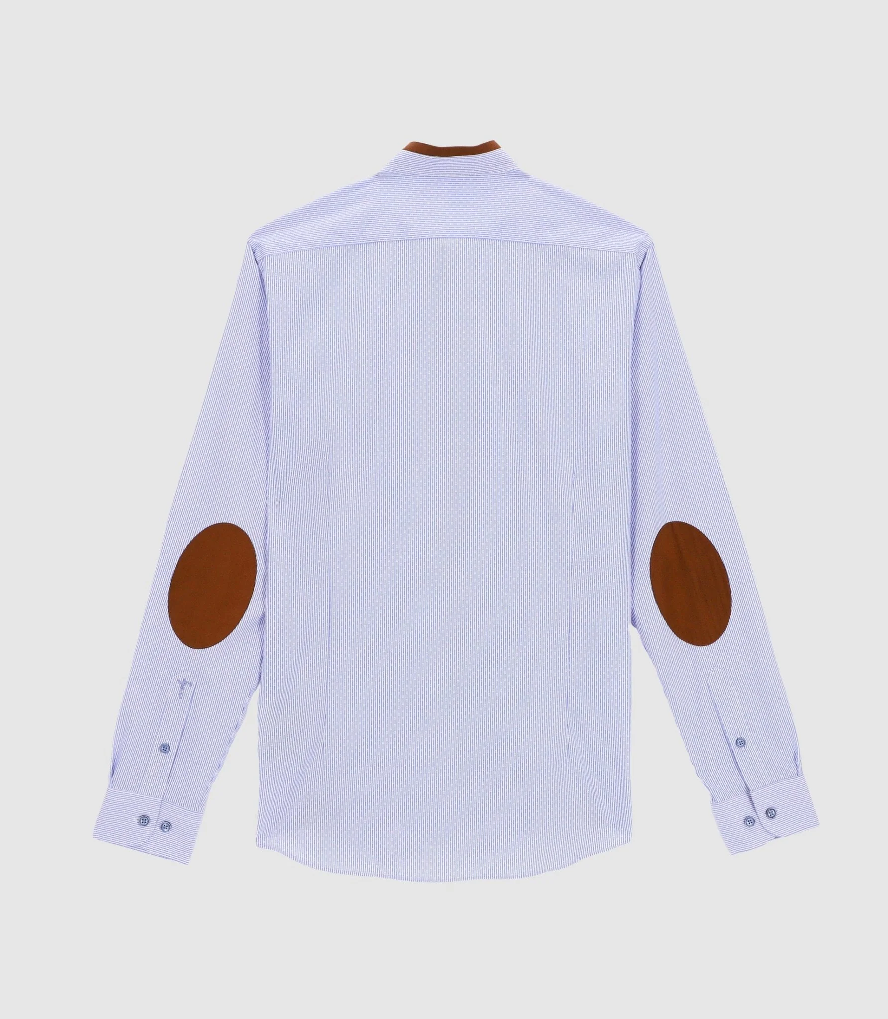 Chemise col mao à coudière bleu et blanc JOHAN - Image 6