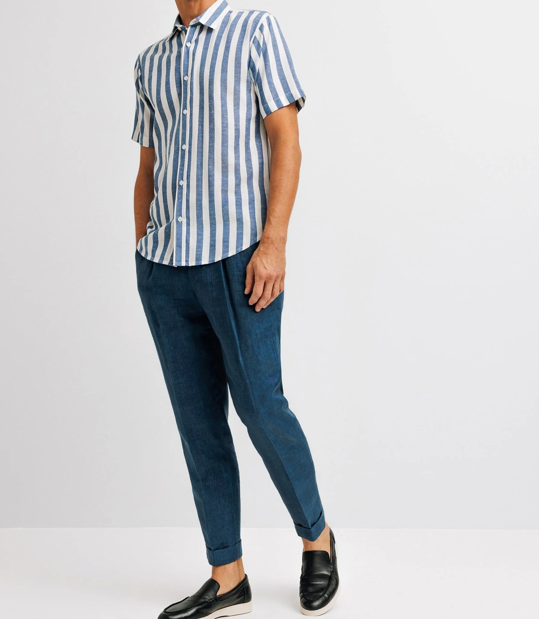 Chemise casual rayée bleue