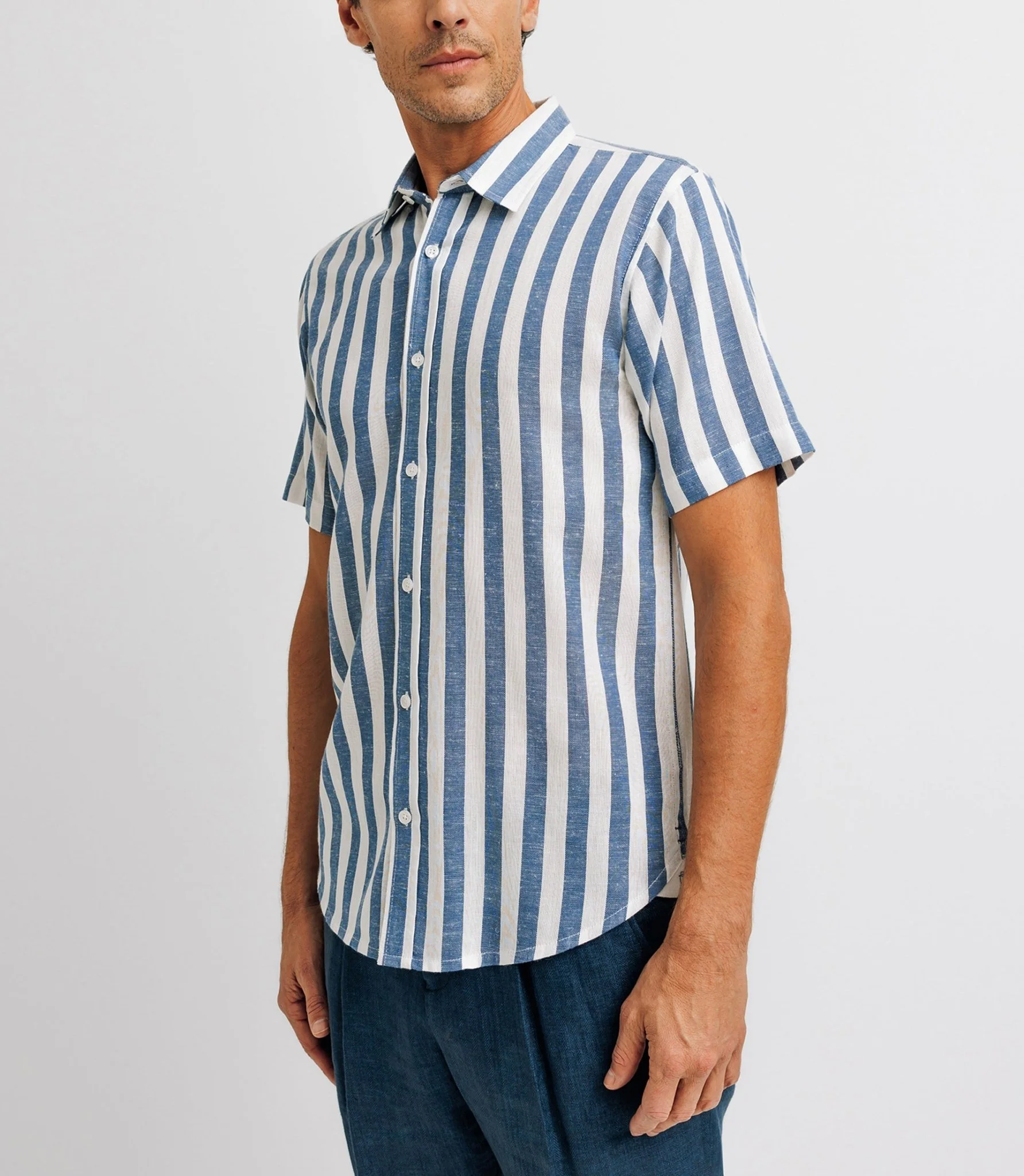 Chemise casual rayée bleue - Image 2