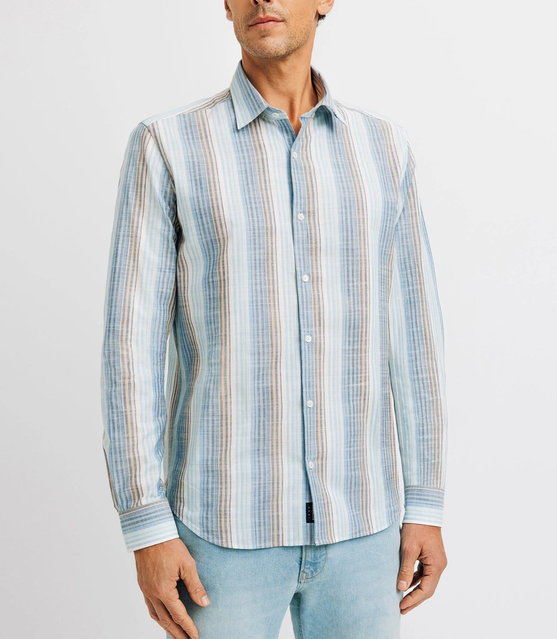 Chemise casual en coton rayée bleue - Image 2