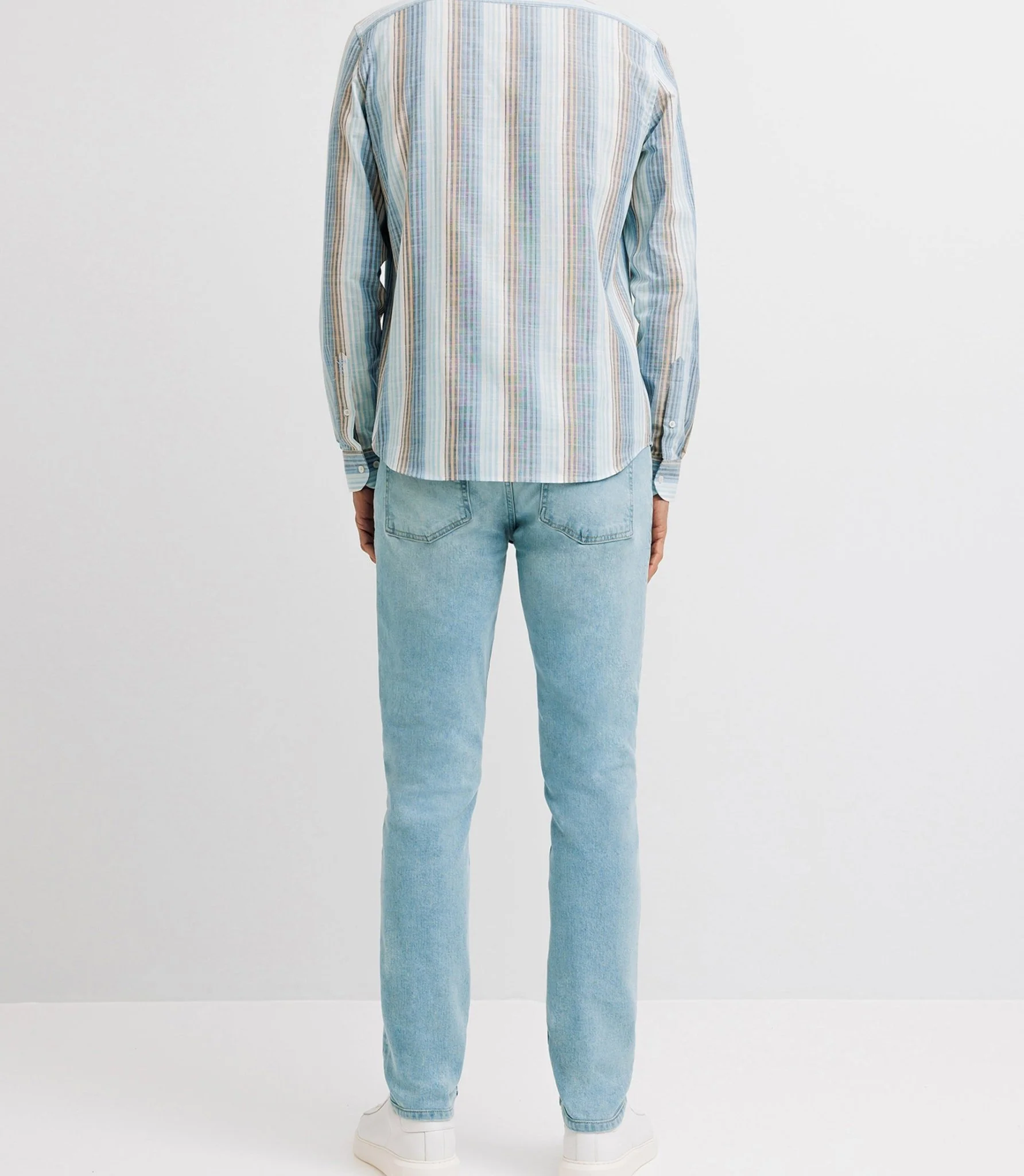Chemise casual en coton rayée bleue - Image 3