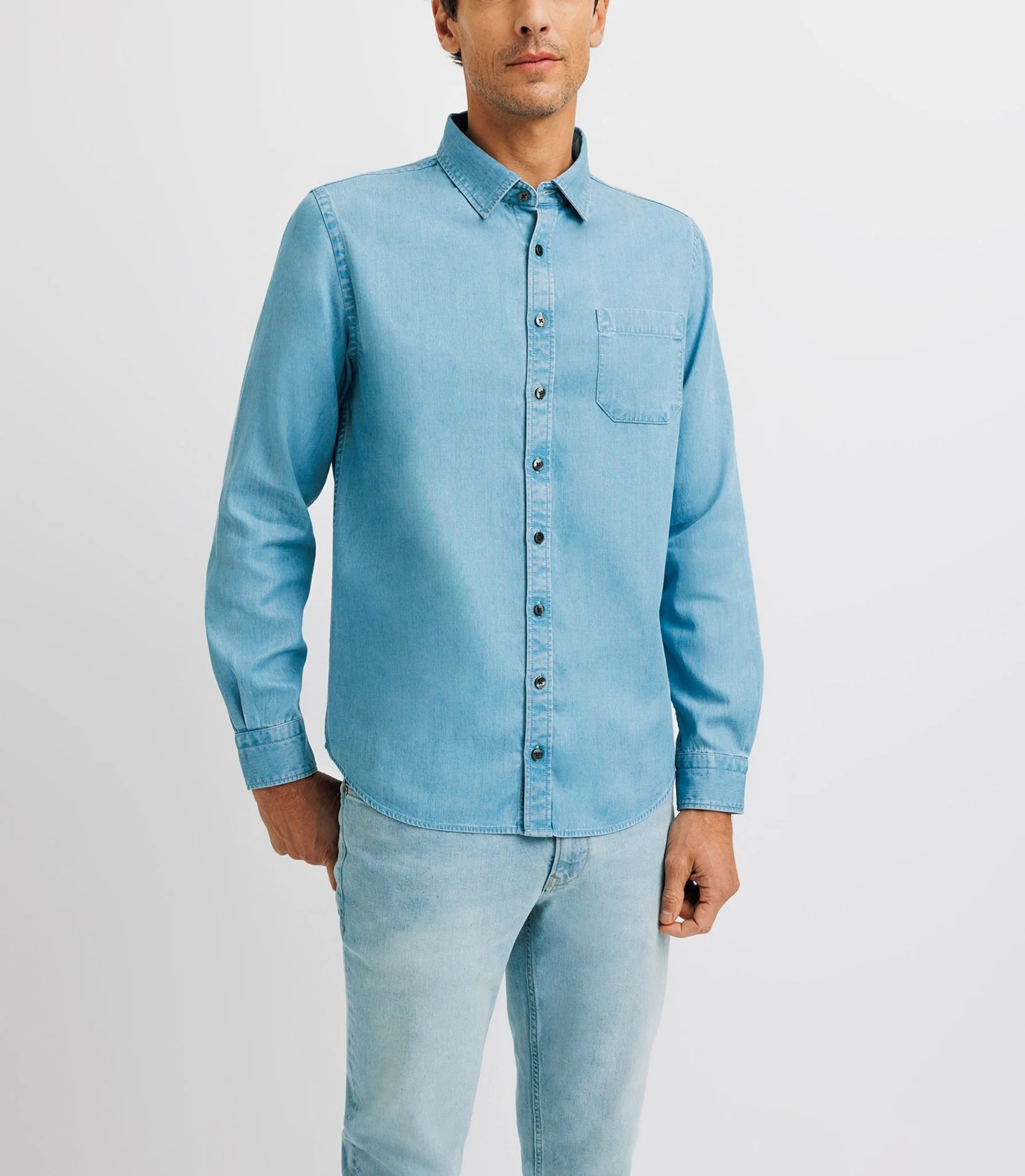 Chemise casual droite bleue - Image 2