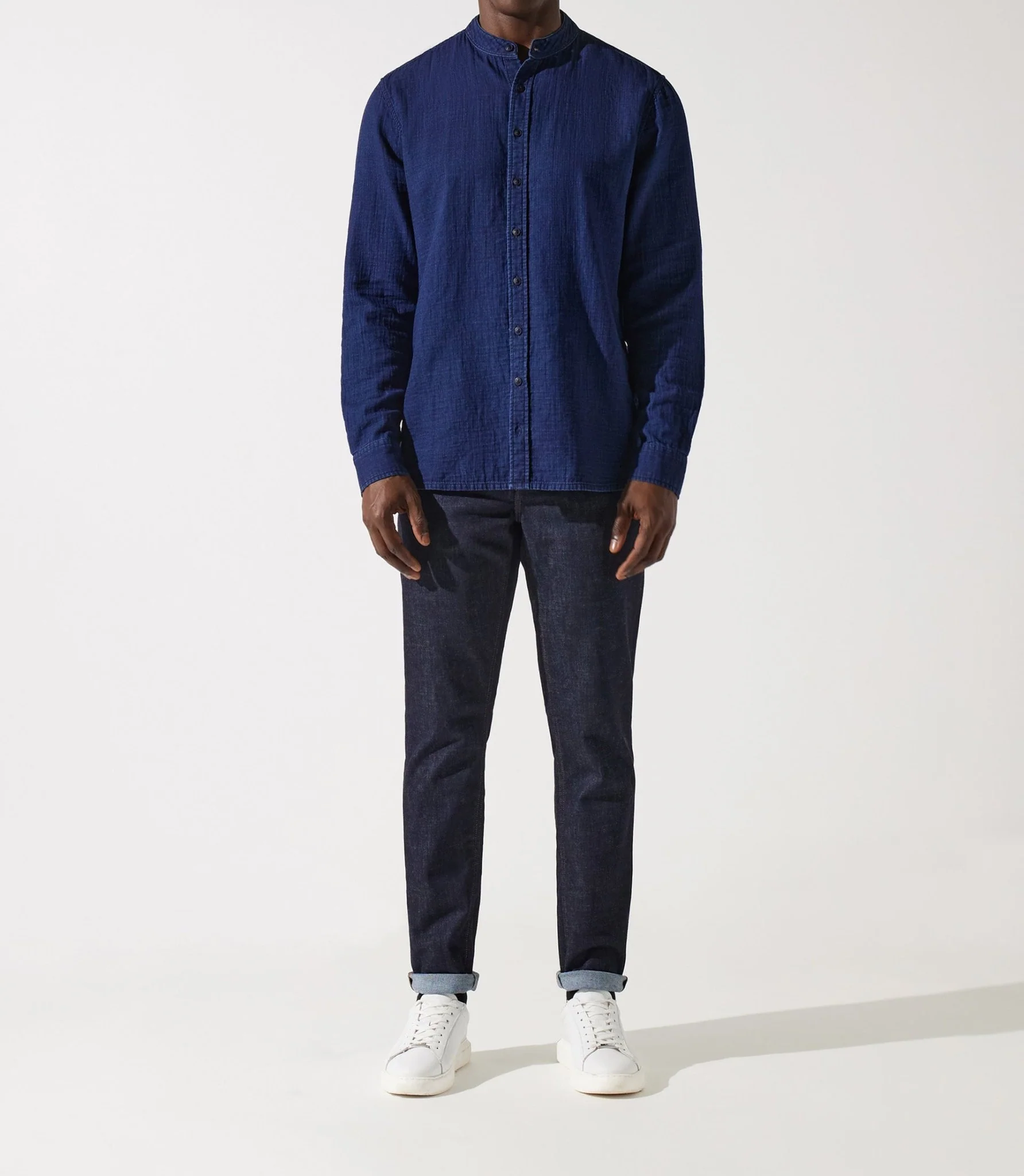 Chemise col mao bleu JEREMI - Image 2