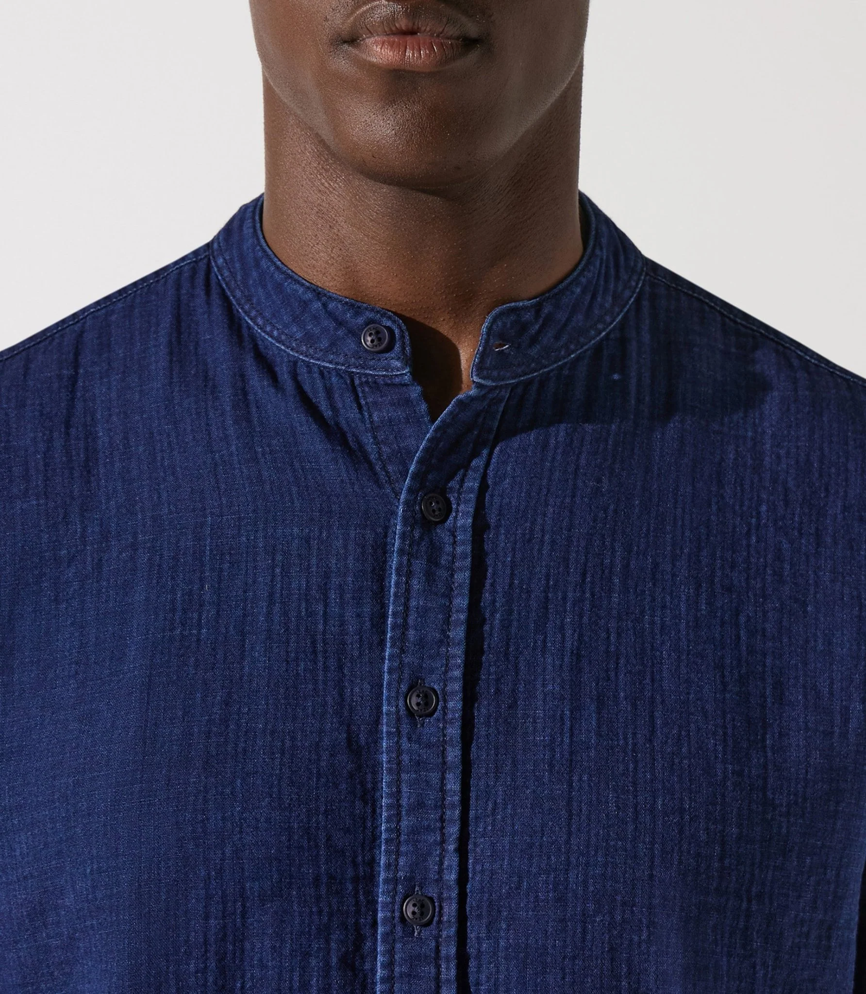 Chemise col mao bleu JEREMI - Image 4