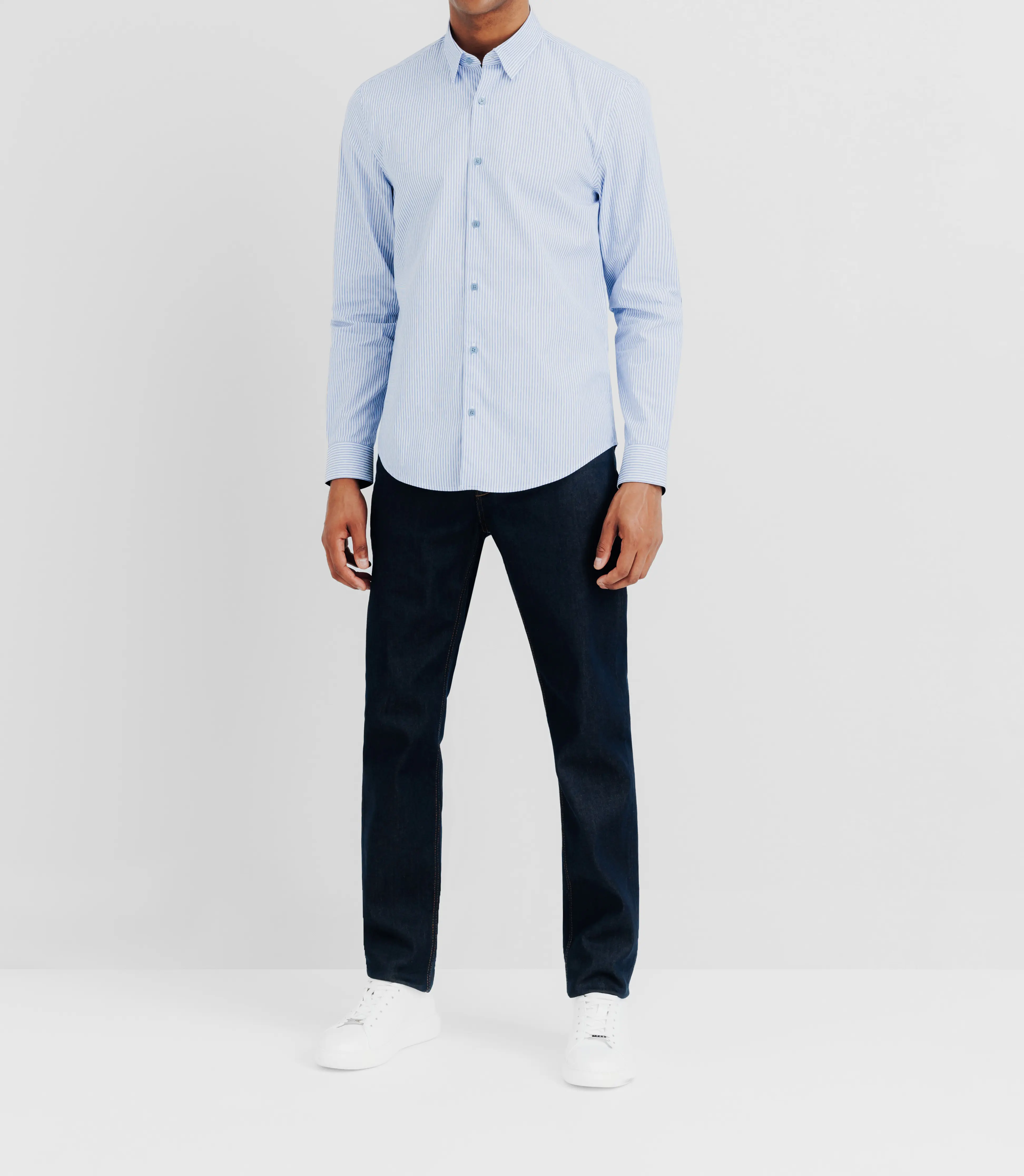 Chemise casual à coudières bleue