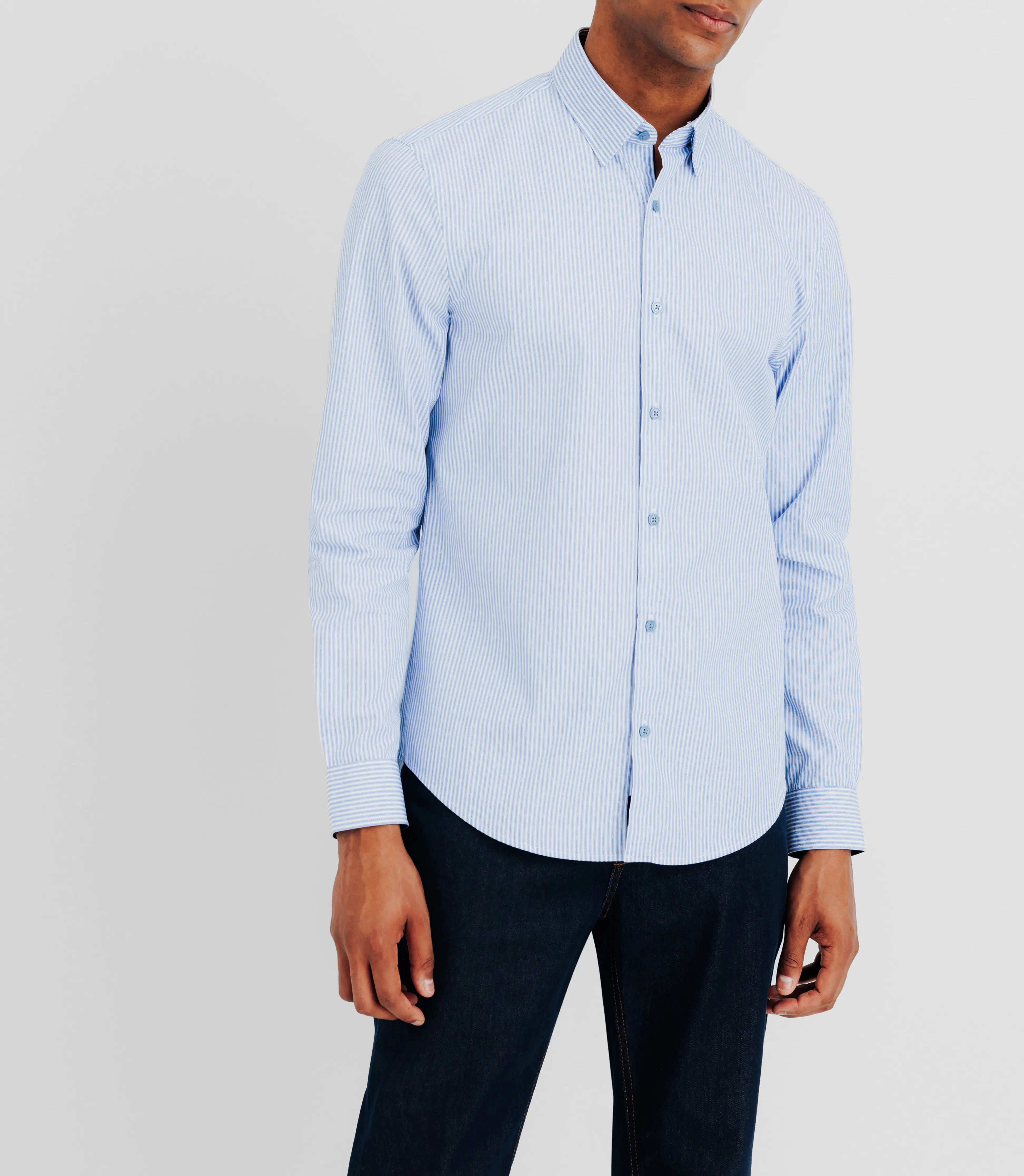 Chemise casual à coudières bleue - Image 2
