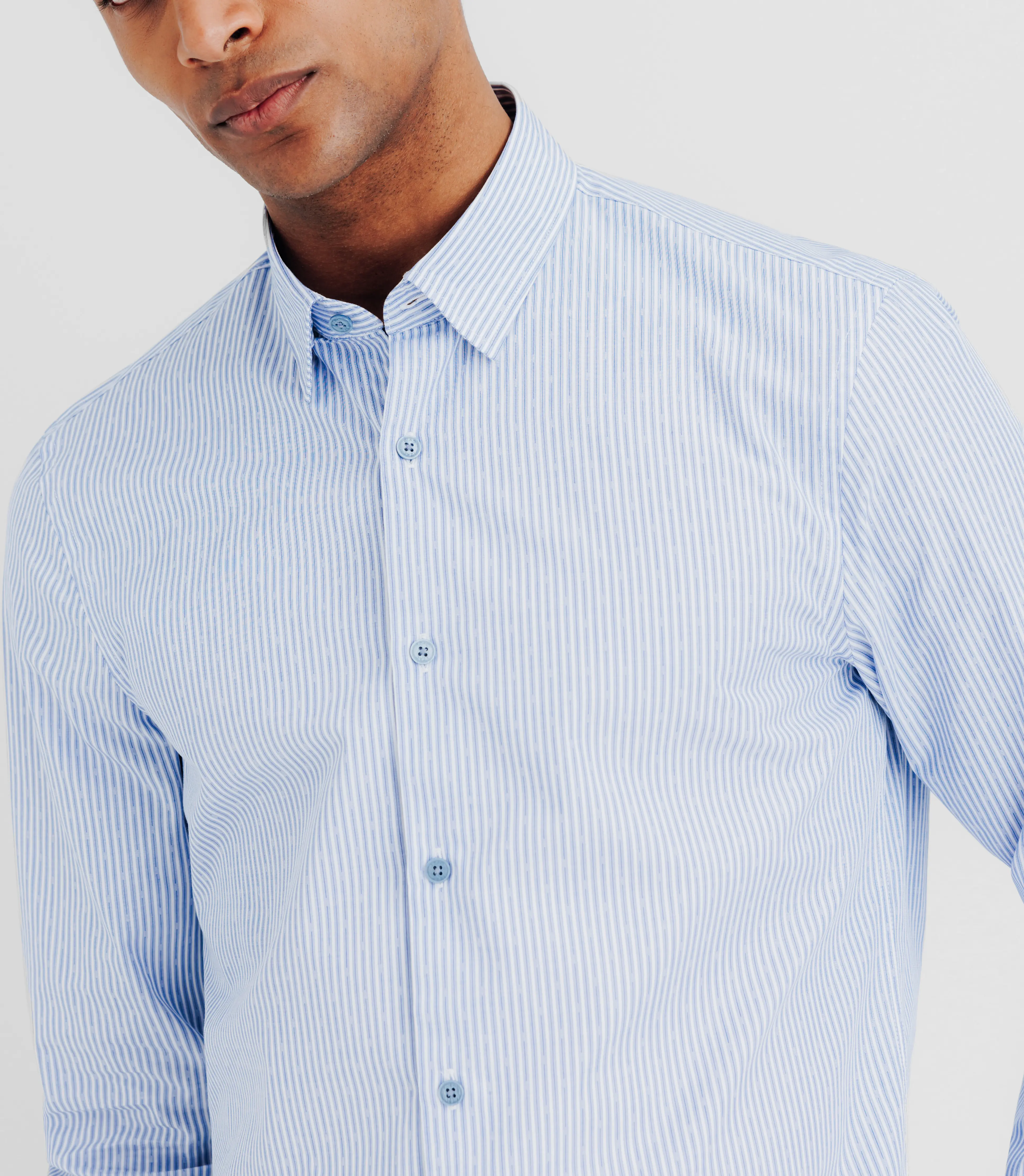 Chemise casual à coudières bleue - Image 3