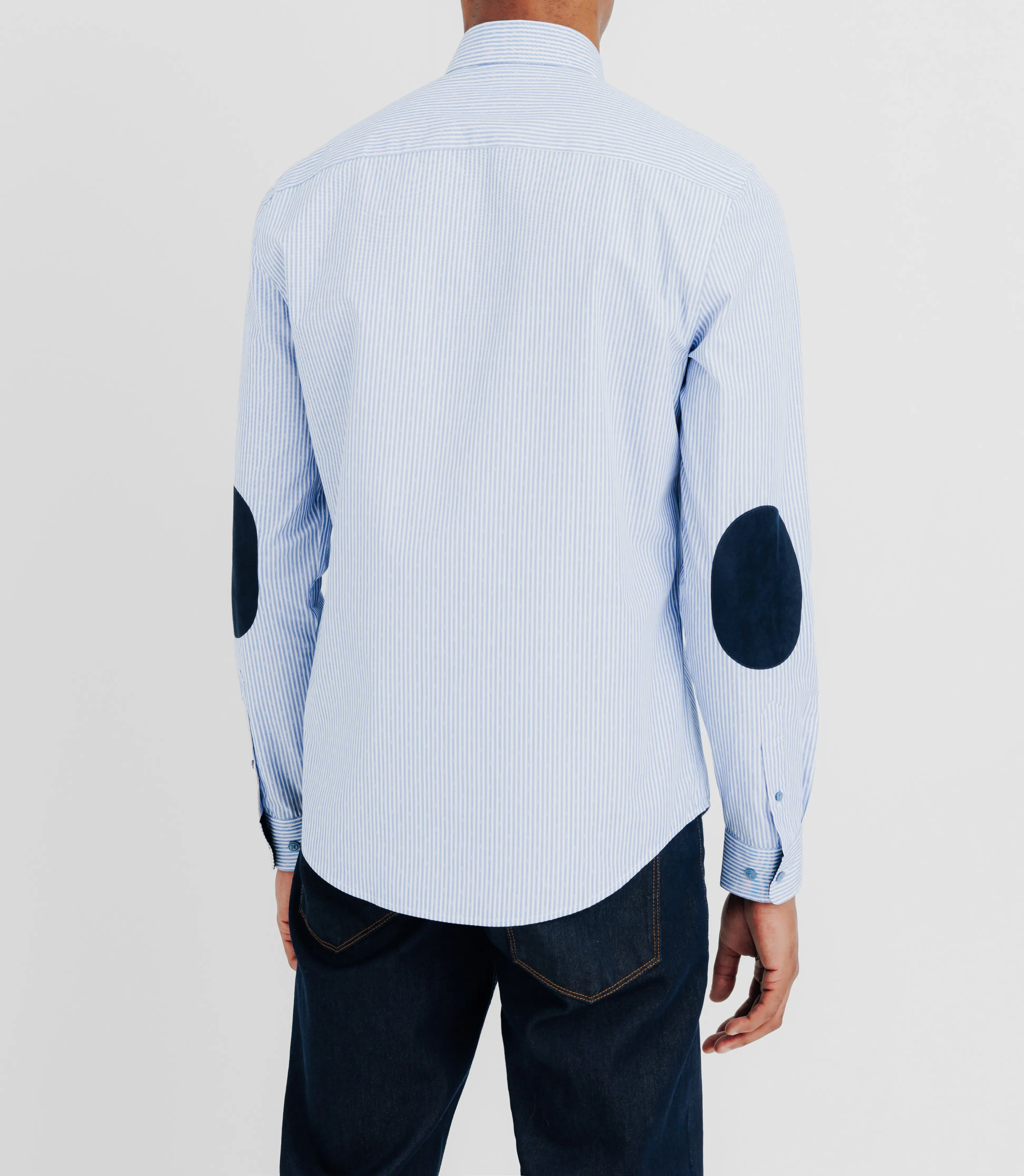 Chemise casual à coudières bleue - Image 4