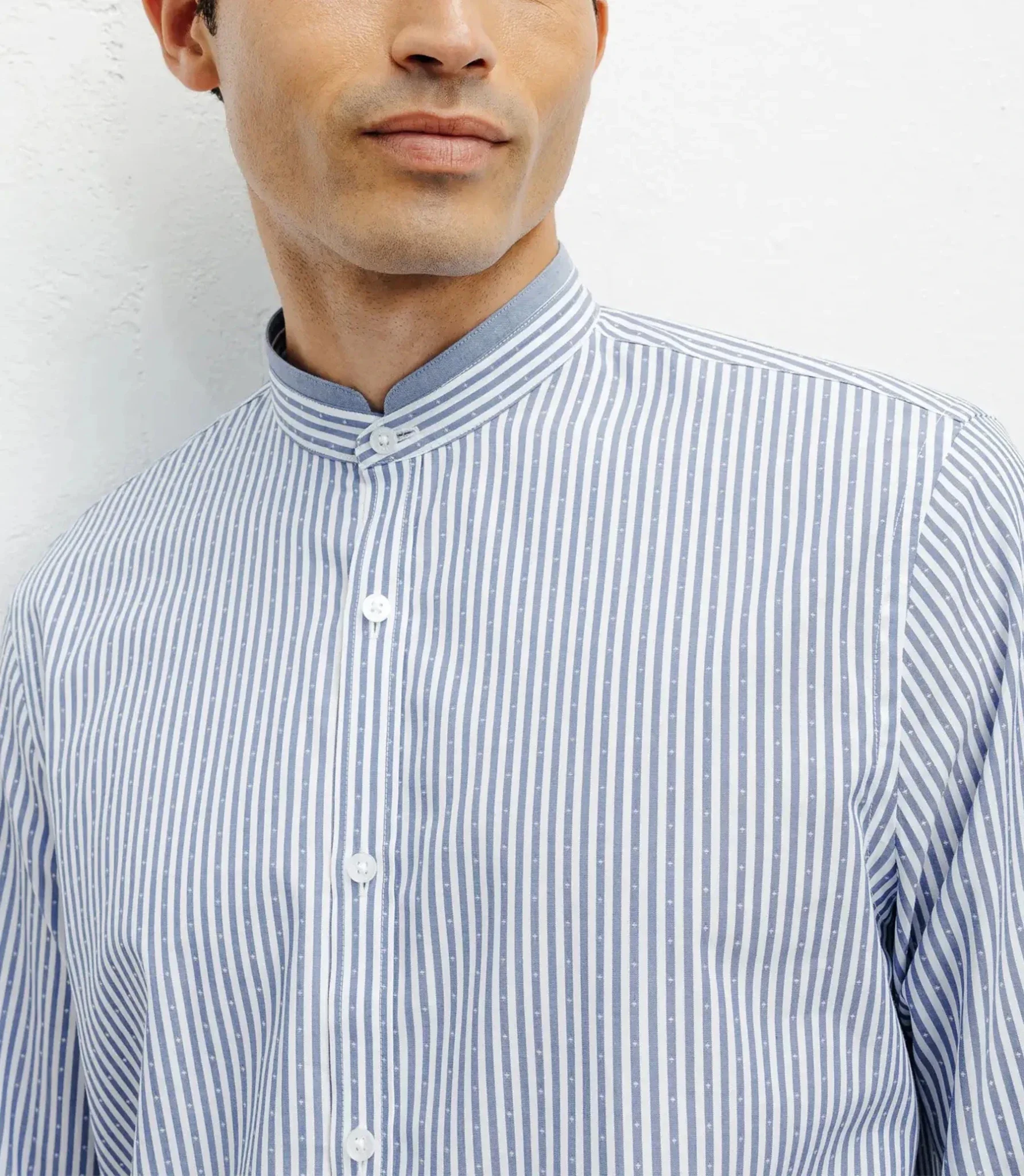 Chemise casual col mao ciel - Image 2