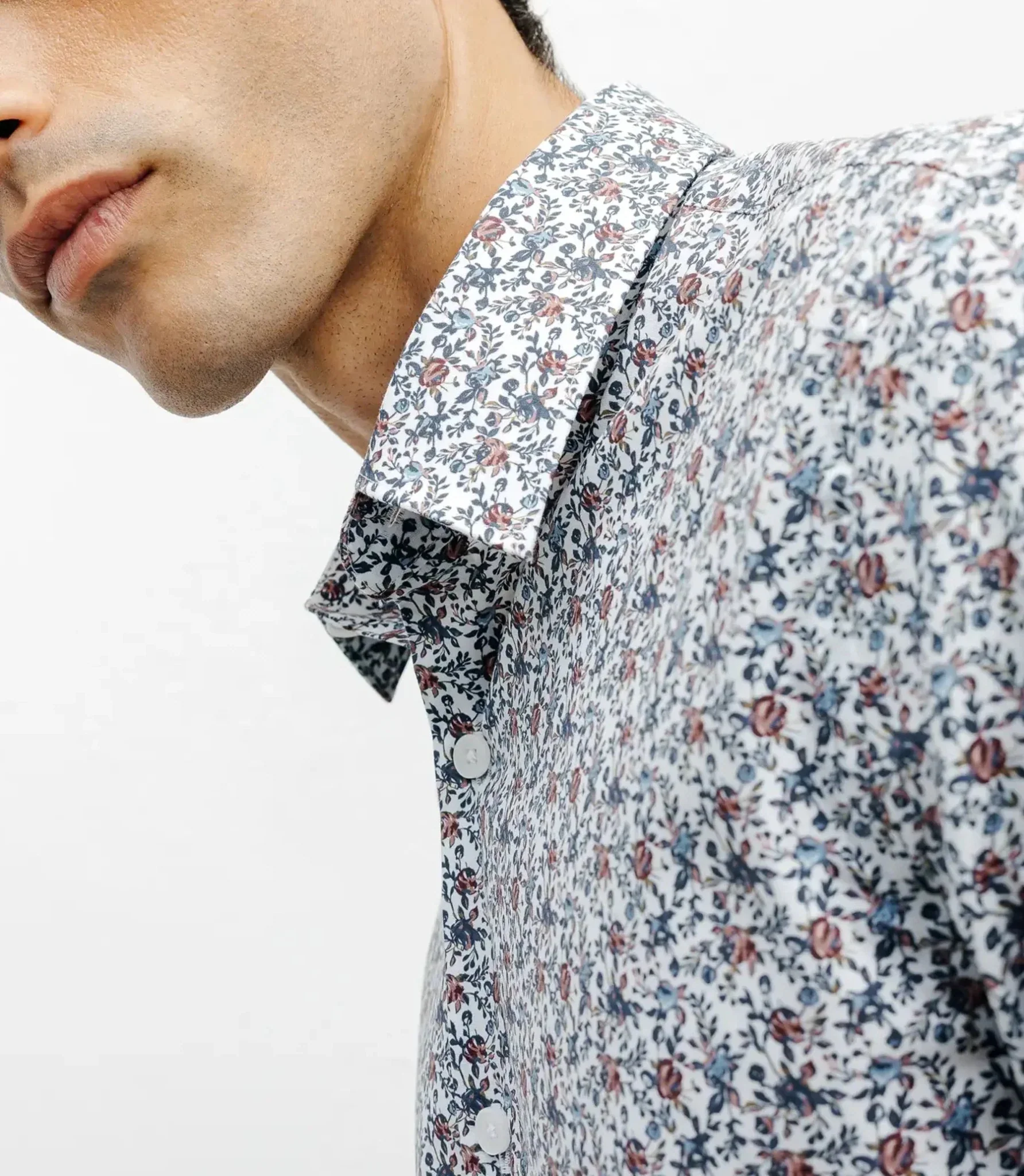 Chemise casual imprimé fleurs bleu - Image 2