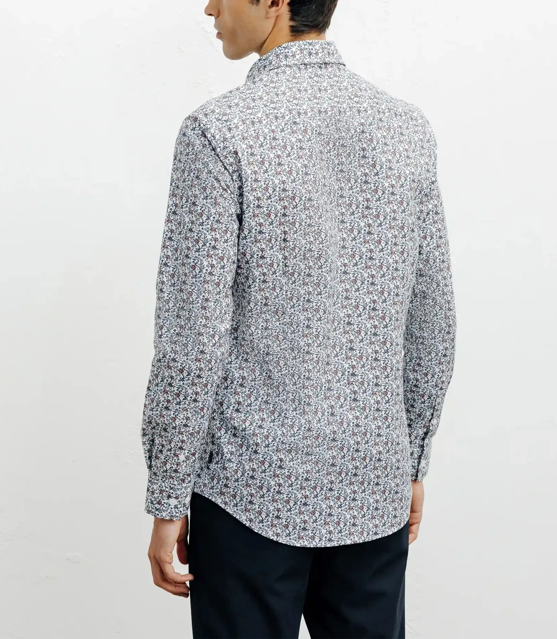 Chemise casual imprimé fleurs bleu - Image 4