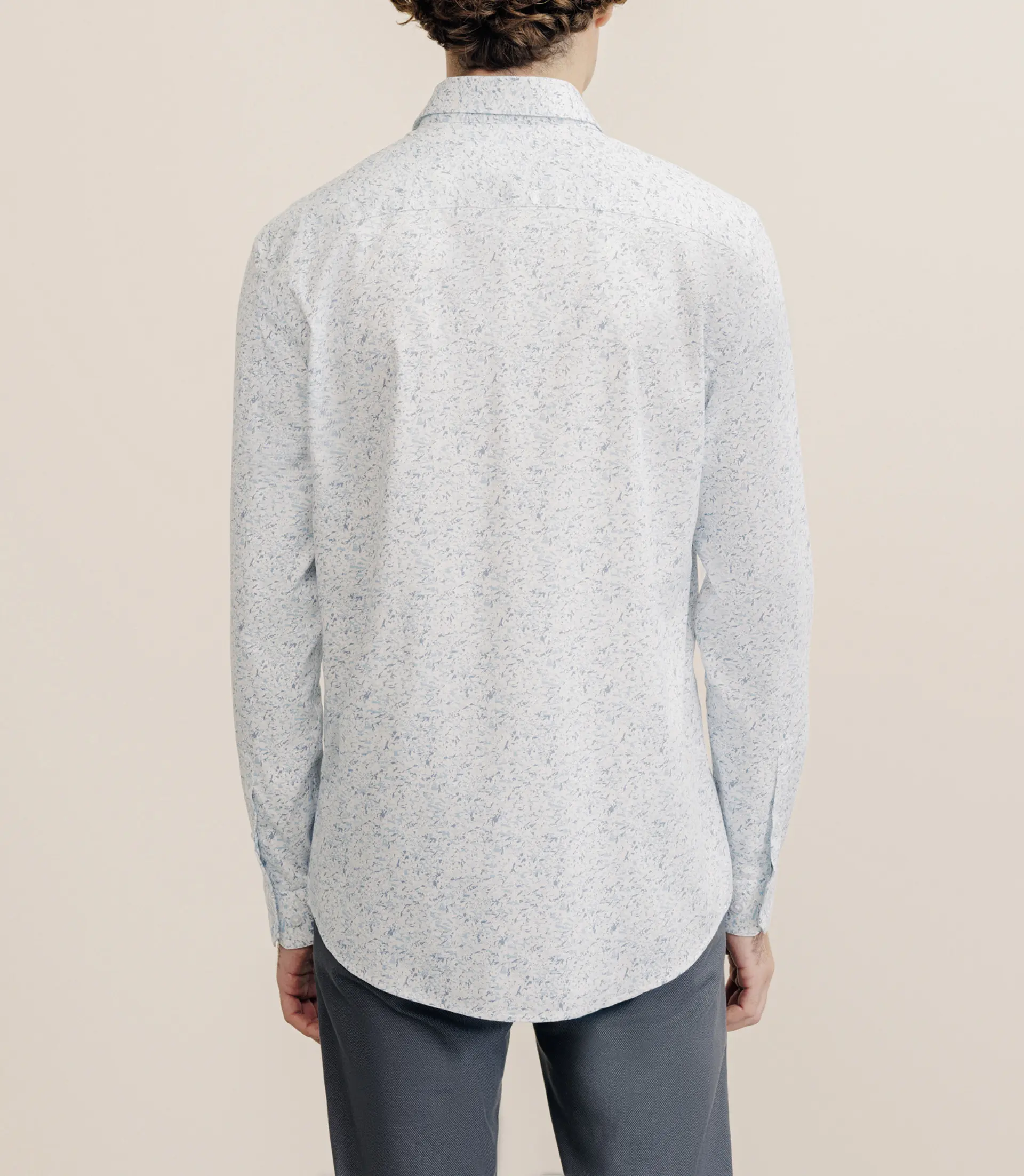 Chemise casual imprimée bleue - Image 4