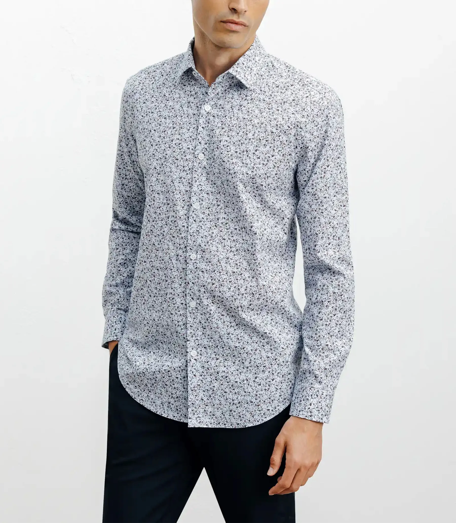 Chemise casual imprimée fleurs ciel
