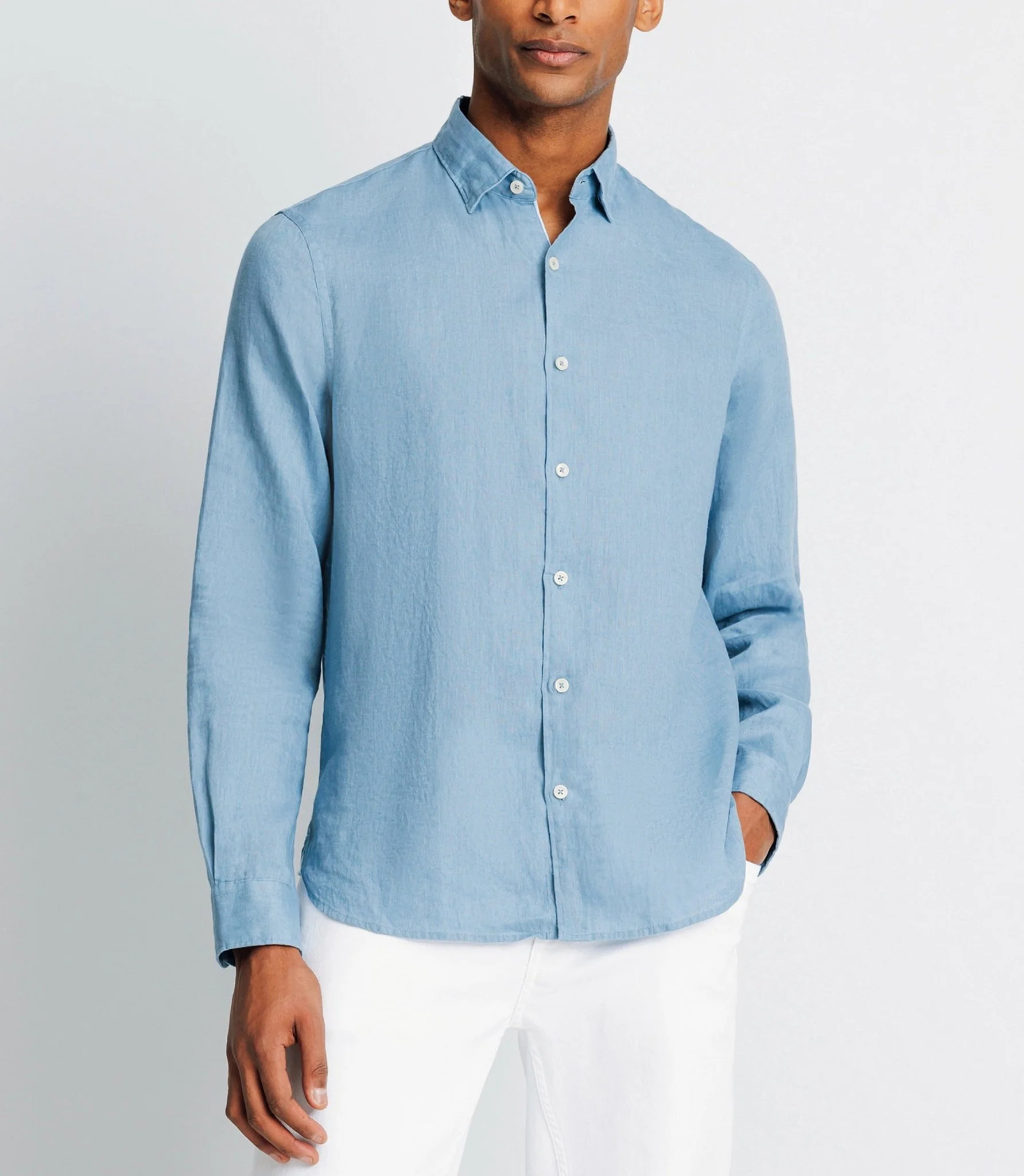 Chemise casual en lin indigo - Image 2