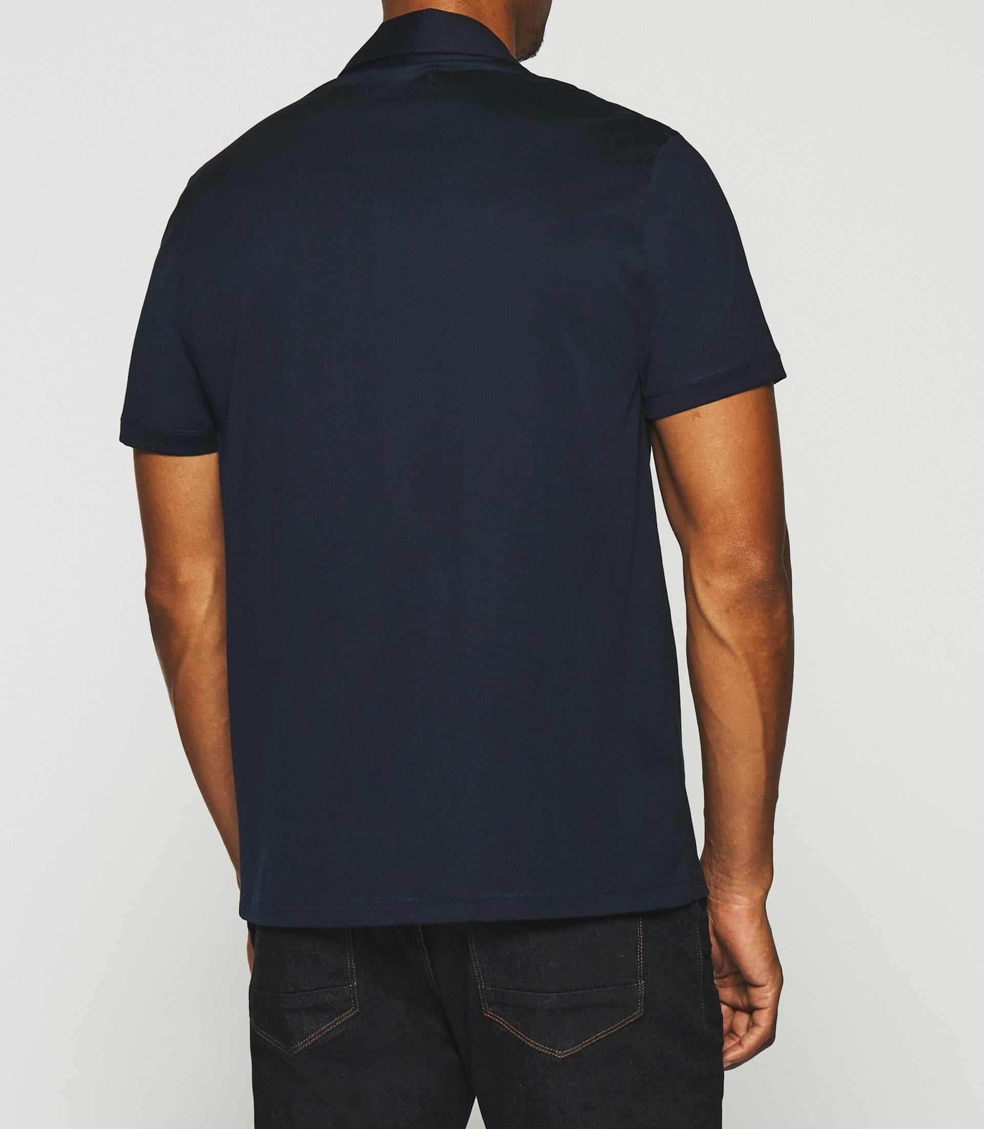 Chemise manches courtes en jersey marine et camel KAMI - Image 3