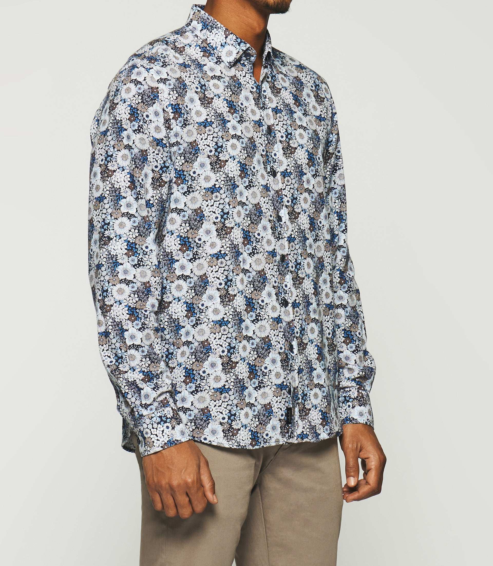 Chemise à imprimé fleurs marine KHALYS - Image 2