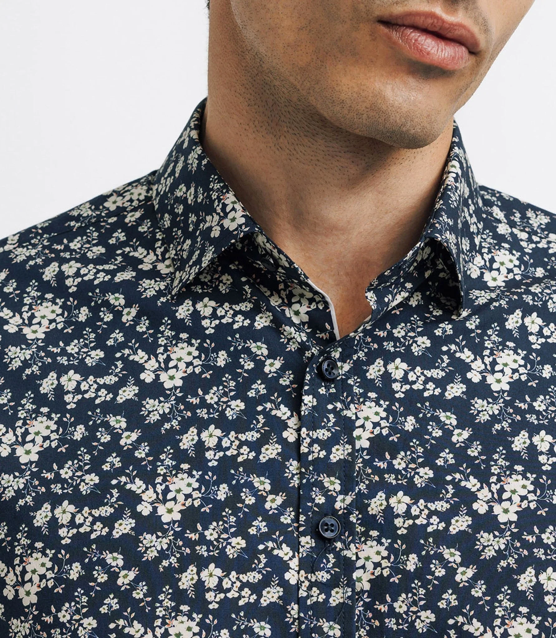 Chemise casual en coton marine - Image 3