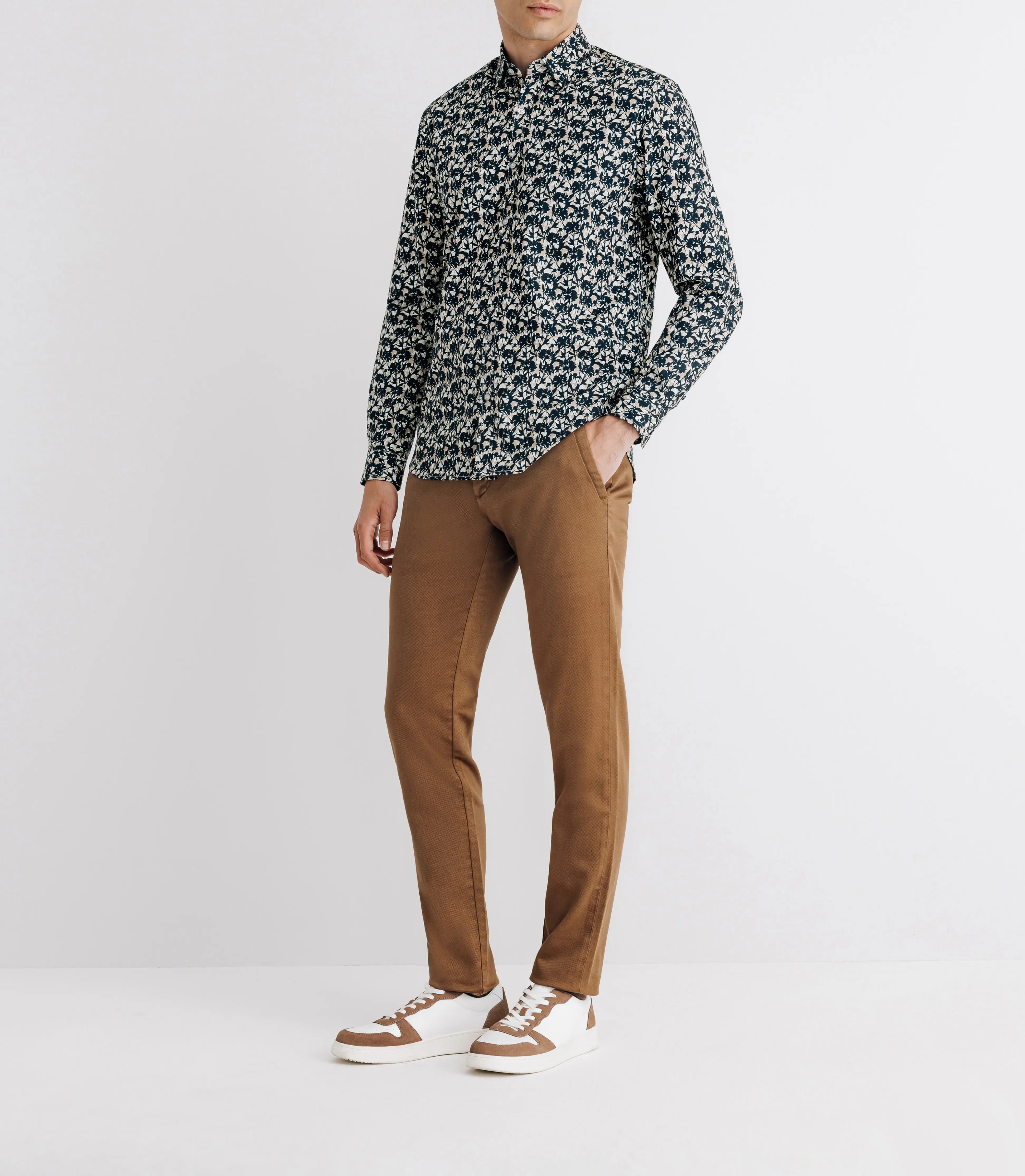 Chemise à fleurs marine