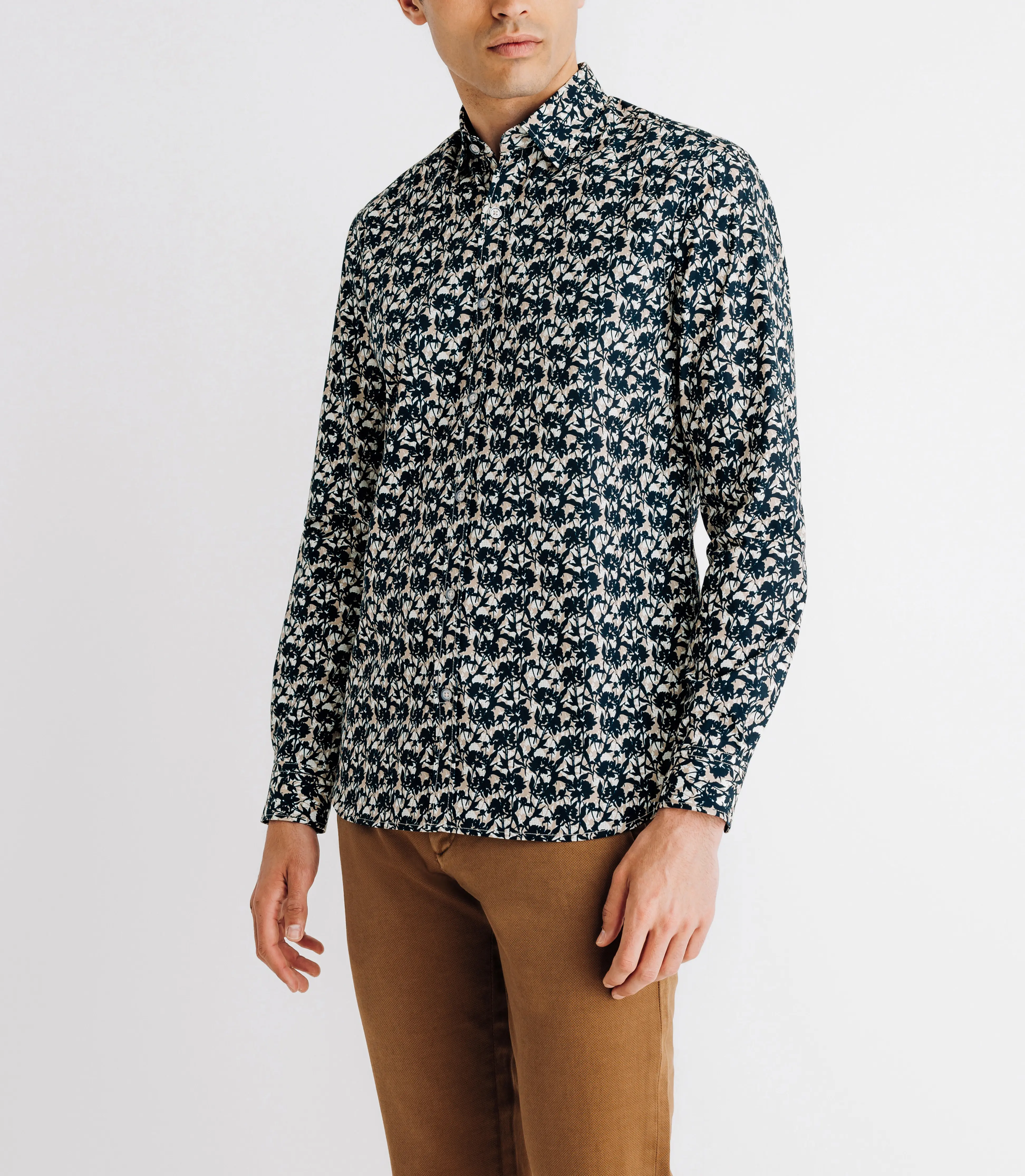 Chemise à fleurs marine - Image 2