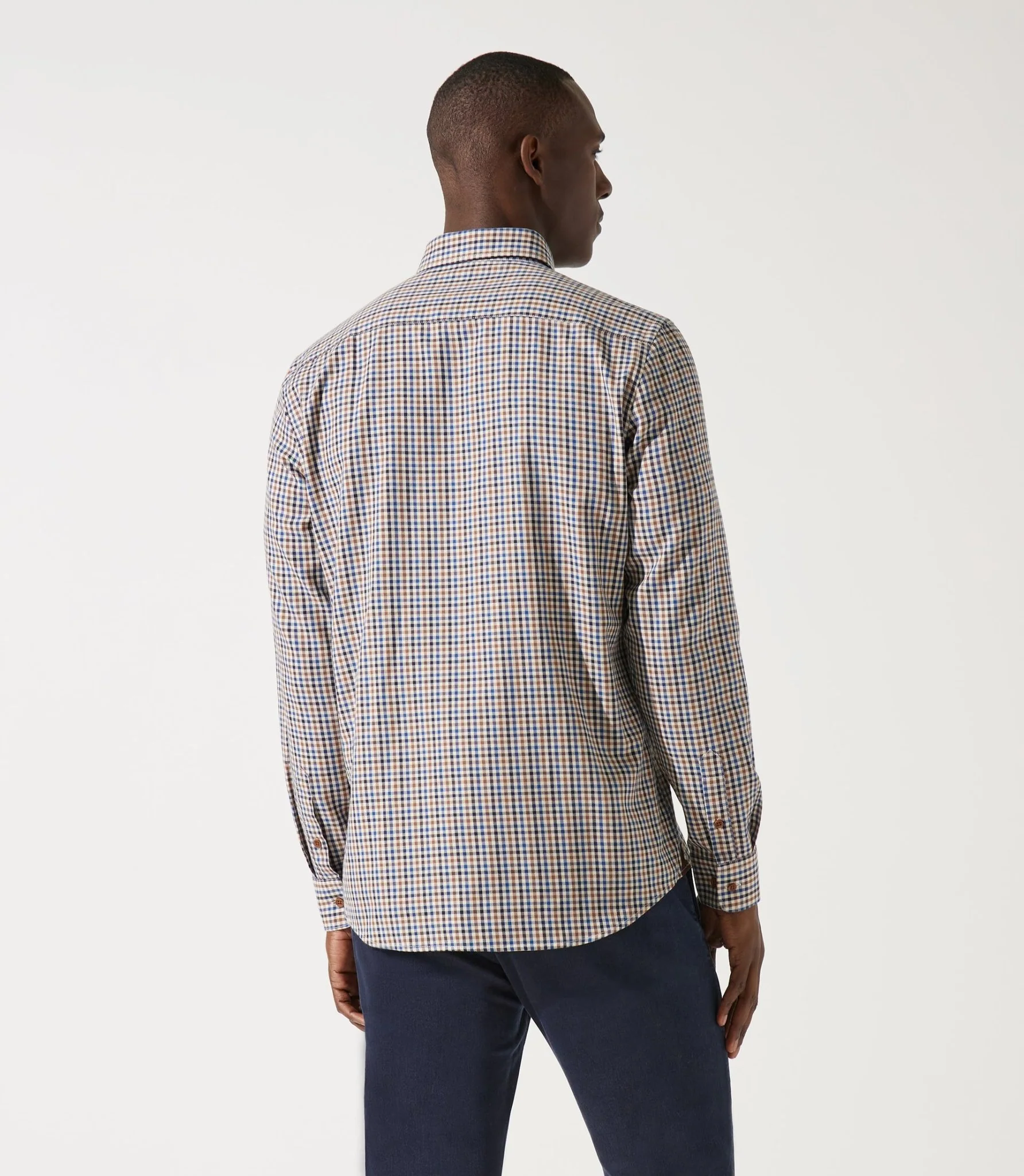 Chemise à petit carreaux marron JEAN - Image 4