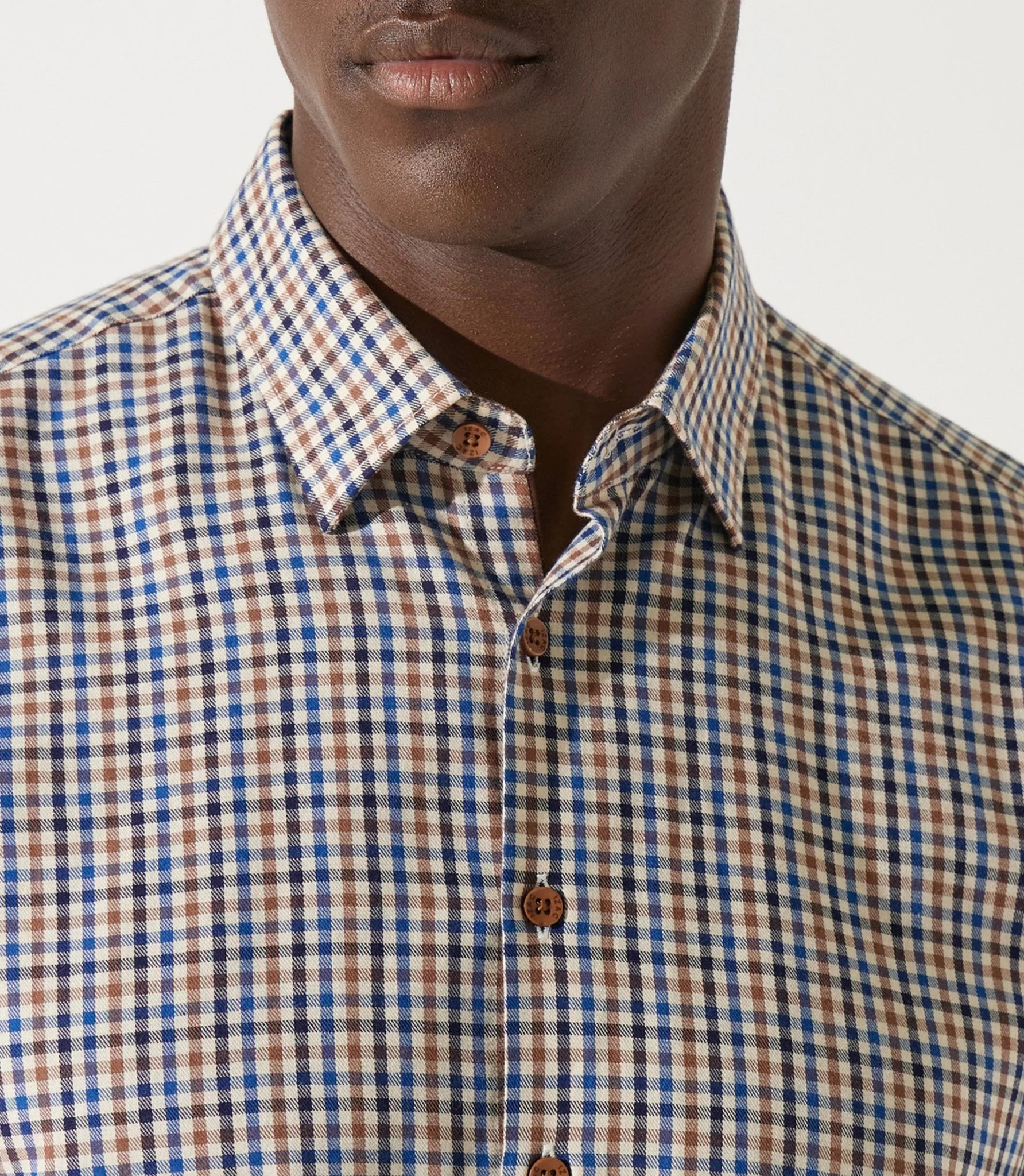Chemise à petit carreaux marron JEAN - Image 5