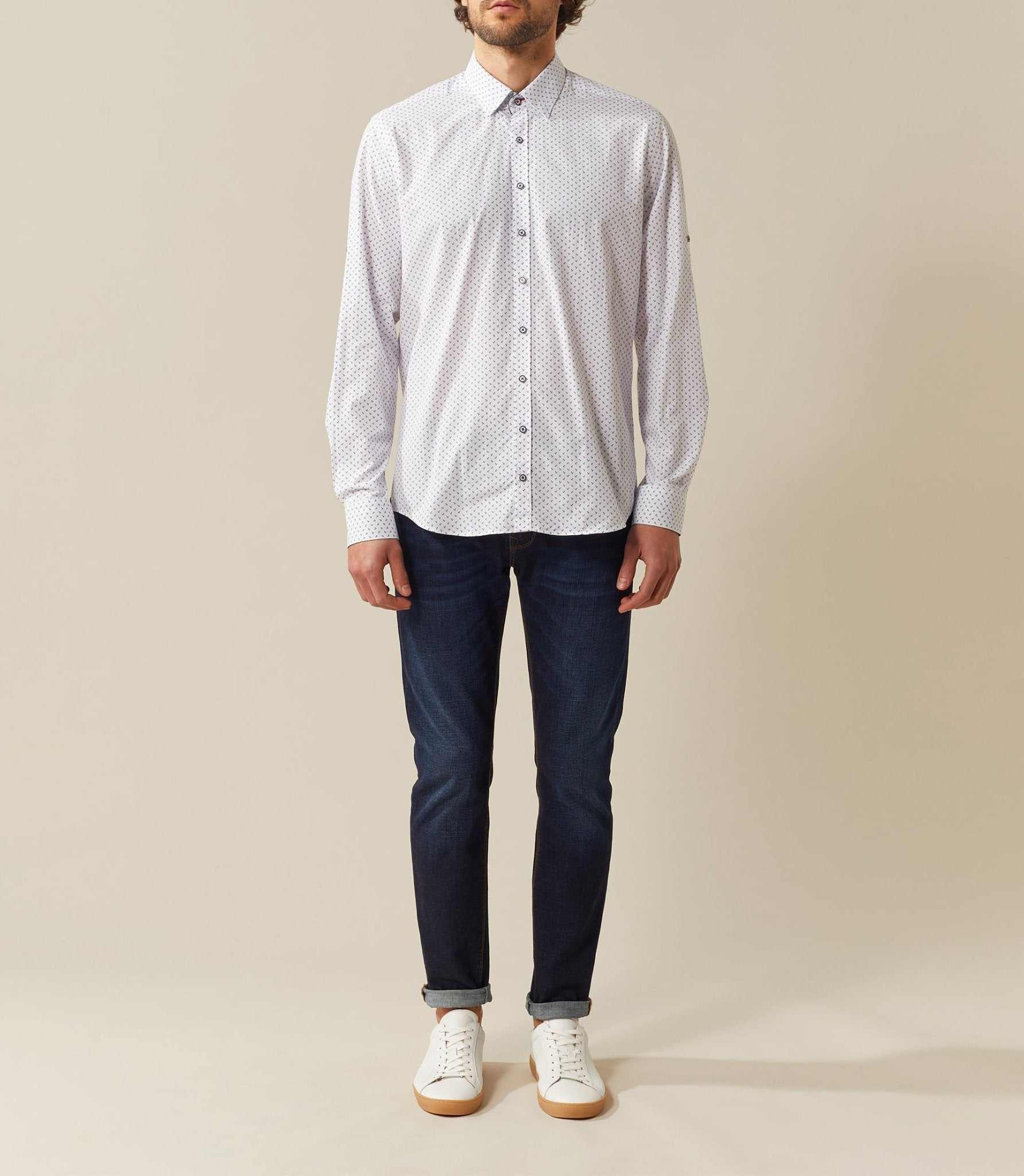 Chemise casual blanc motif ancres "Saphira" - Image 2
