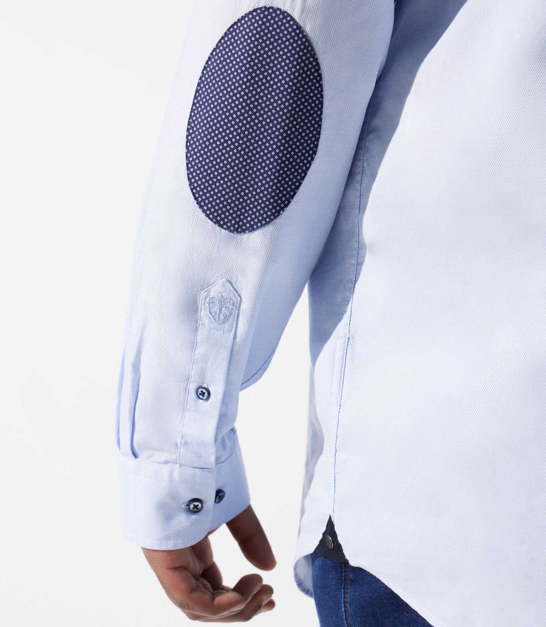 Chemise unie à coudières bleu ciel KENBT - Image 2