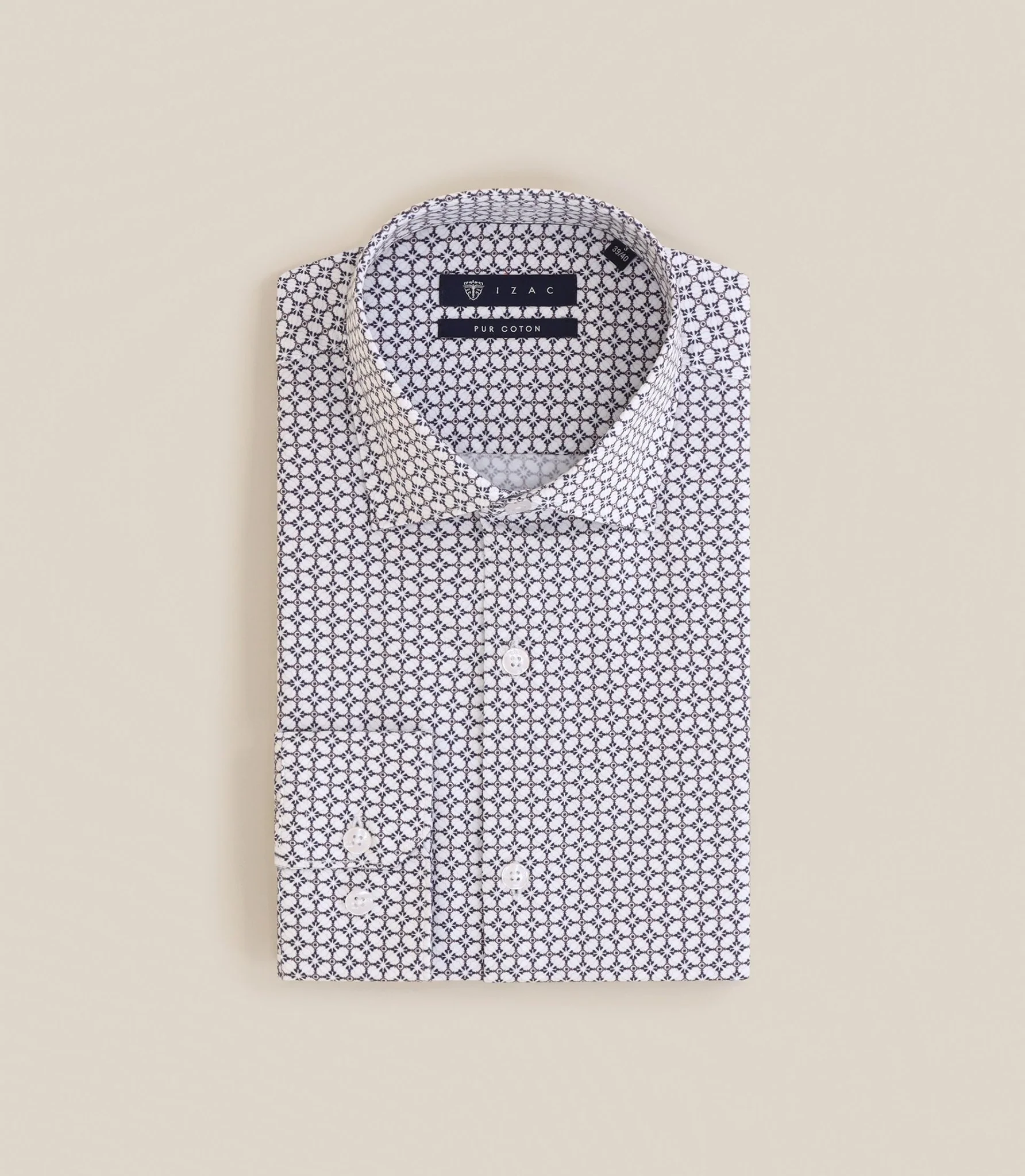 Chemise col italien regular écrue - Image 4