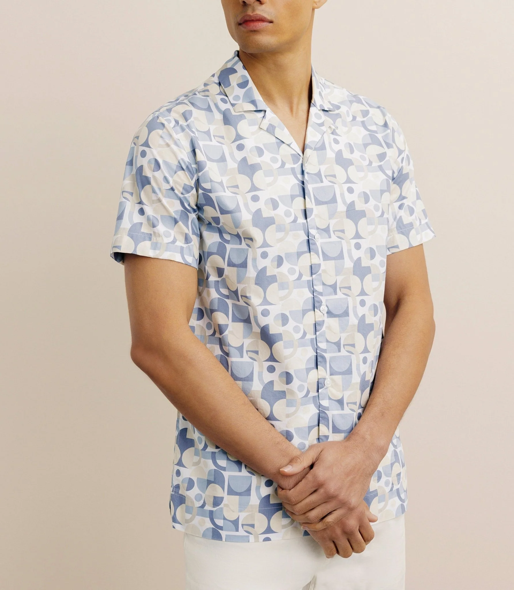 Chemise droite manches courtes bleue
