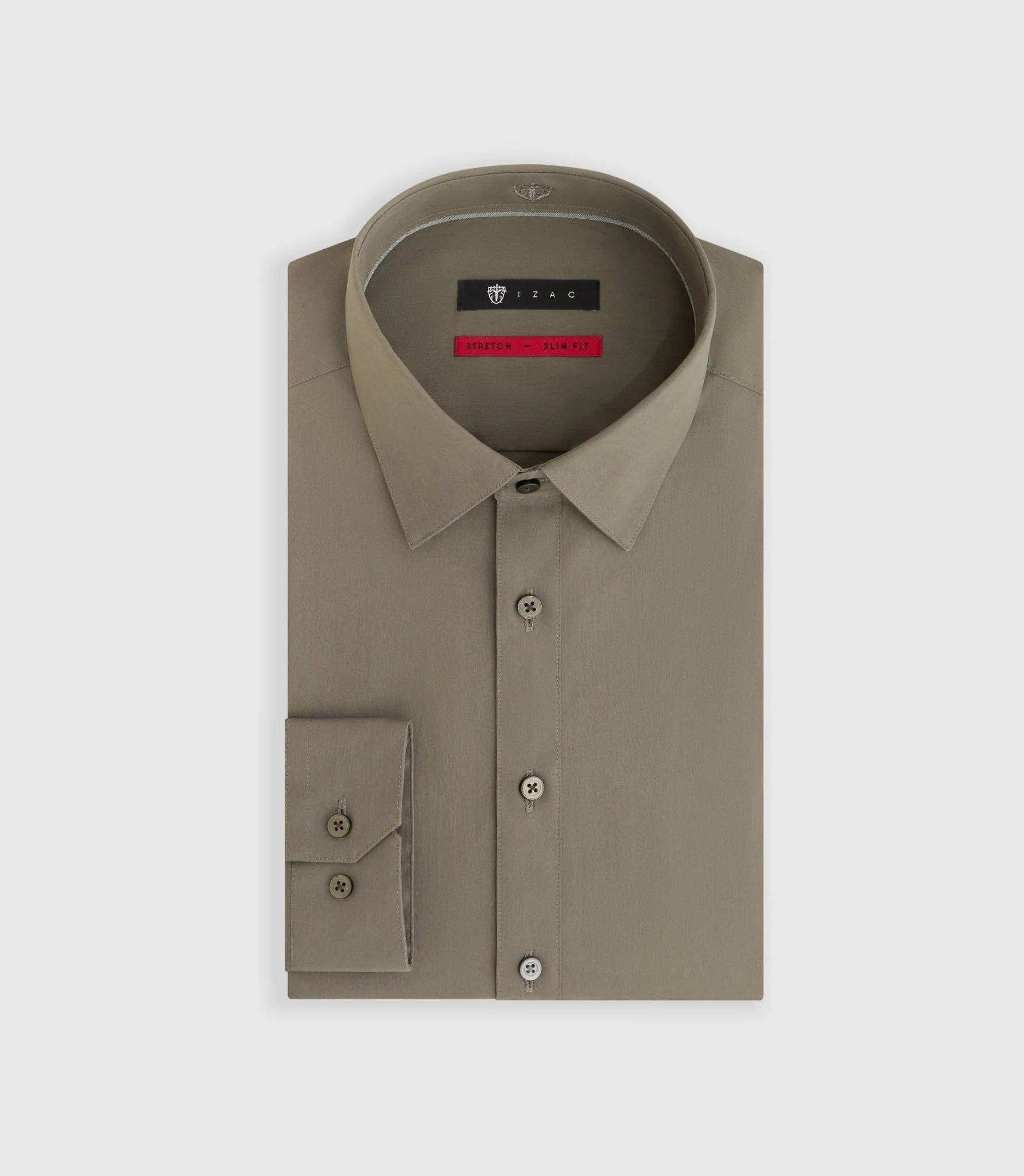 Chemise en popeline stretch kaki "Malte"