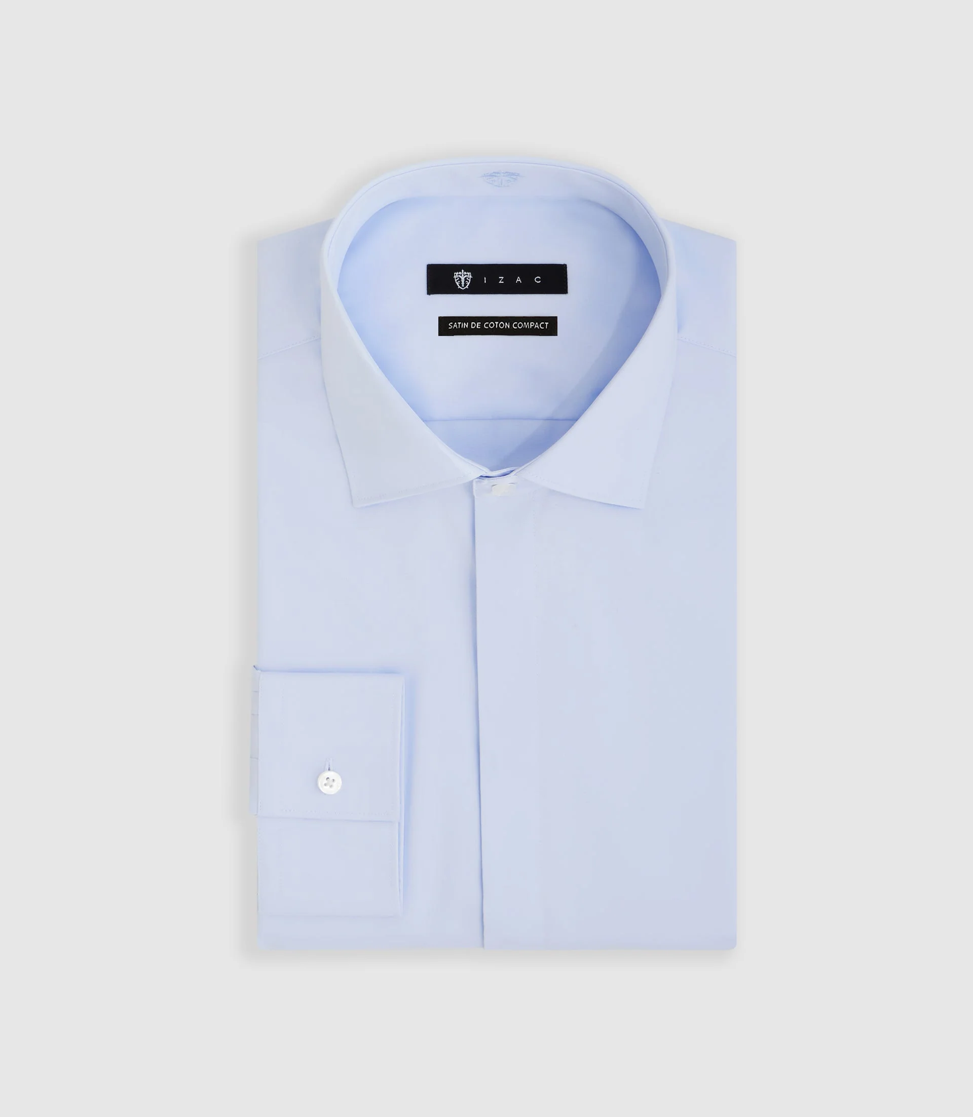 Chemise en satin de coton ciel "Satincache" - Image 3