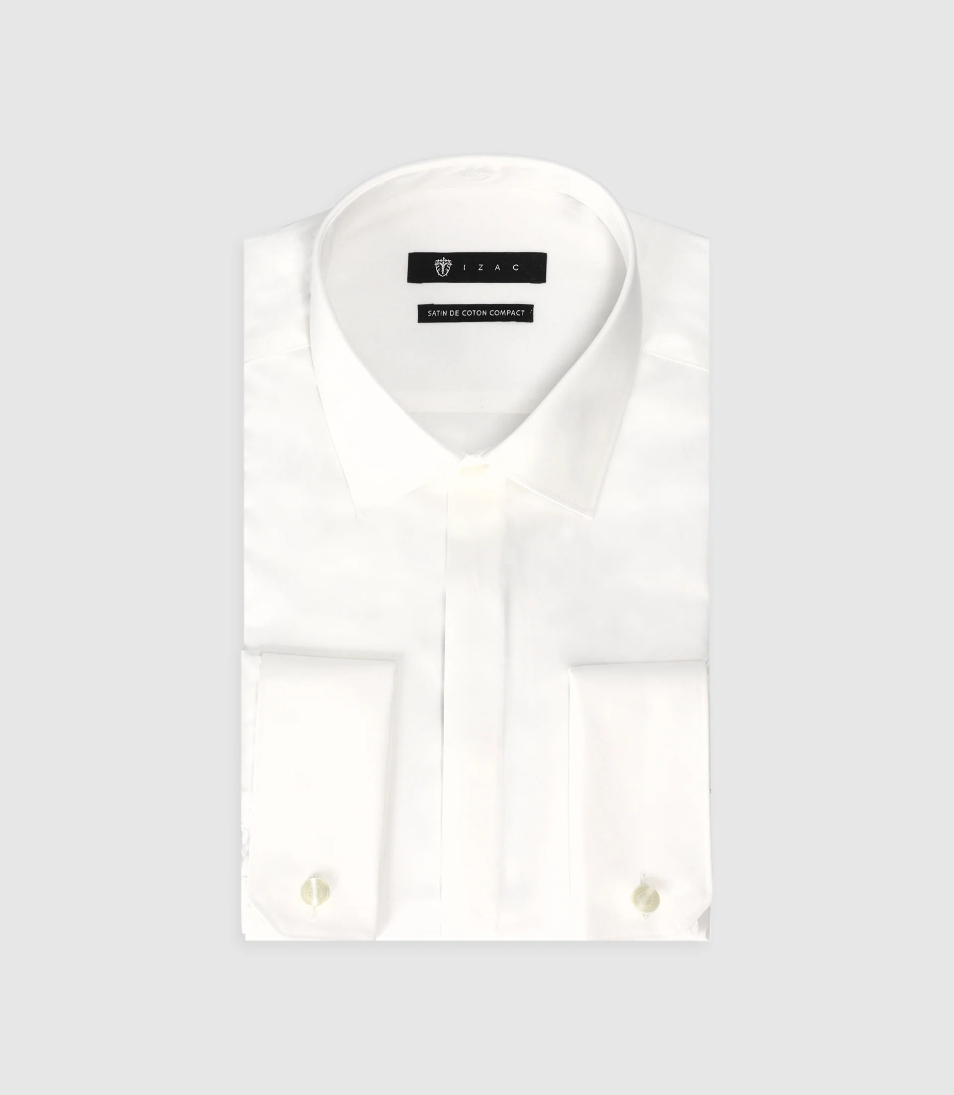 Chemise slim en satin de coton écru SATINMIXTESLIM