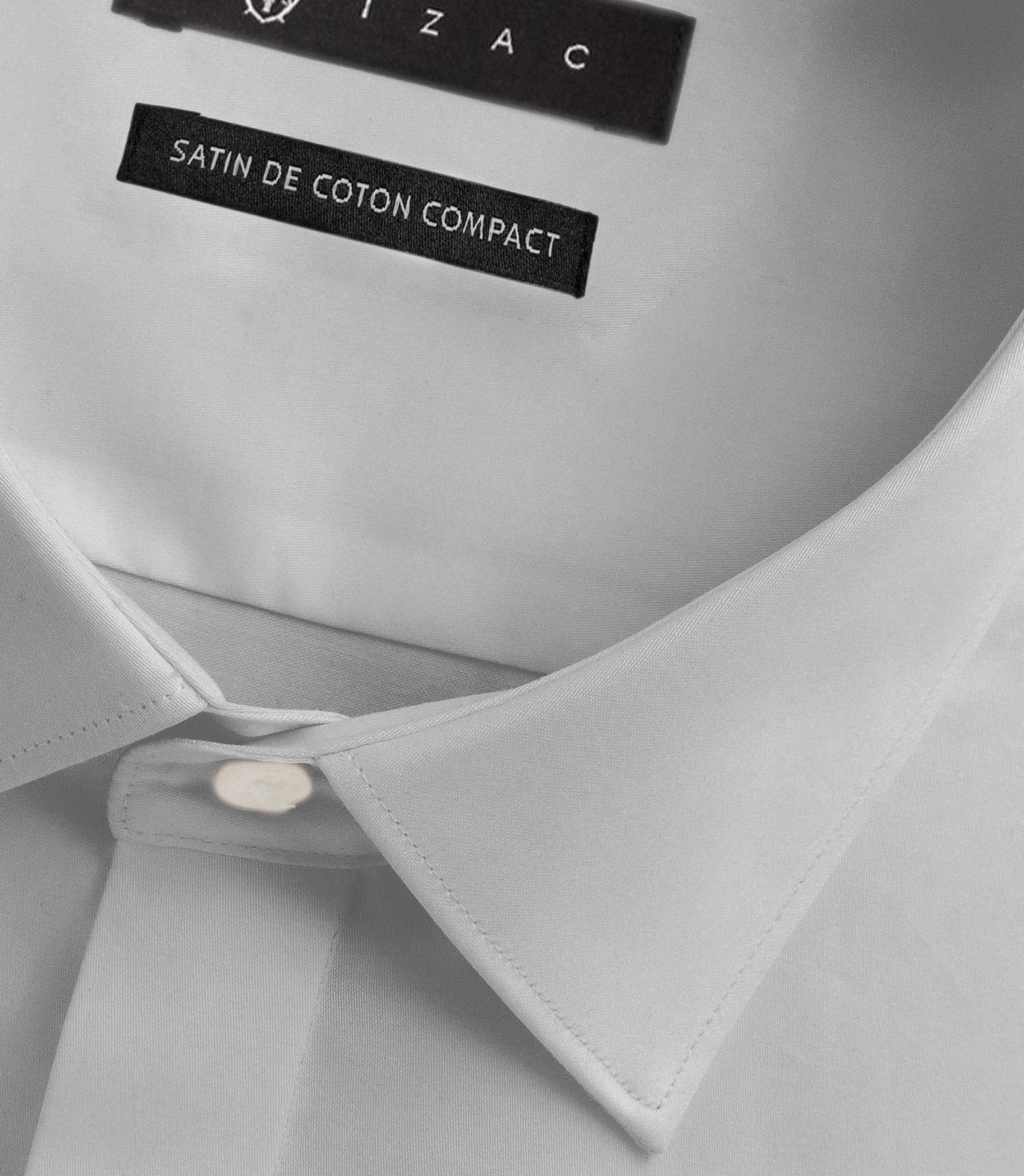Chemise slim en satin de coton gris perle SATINCACHE - Image 2