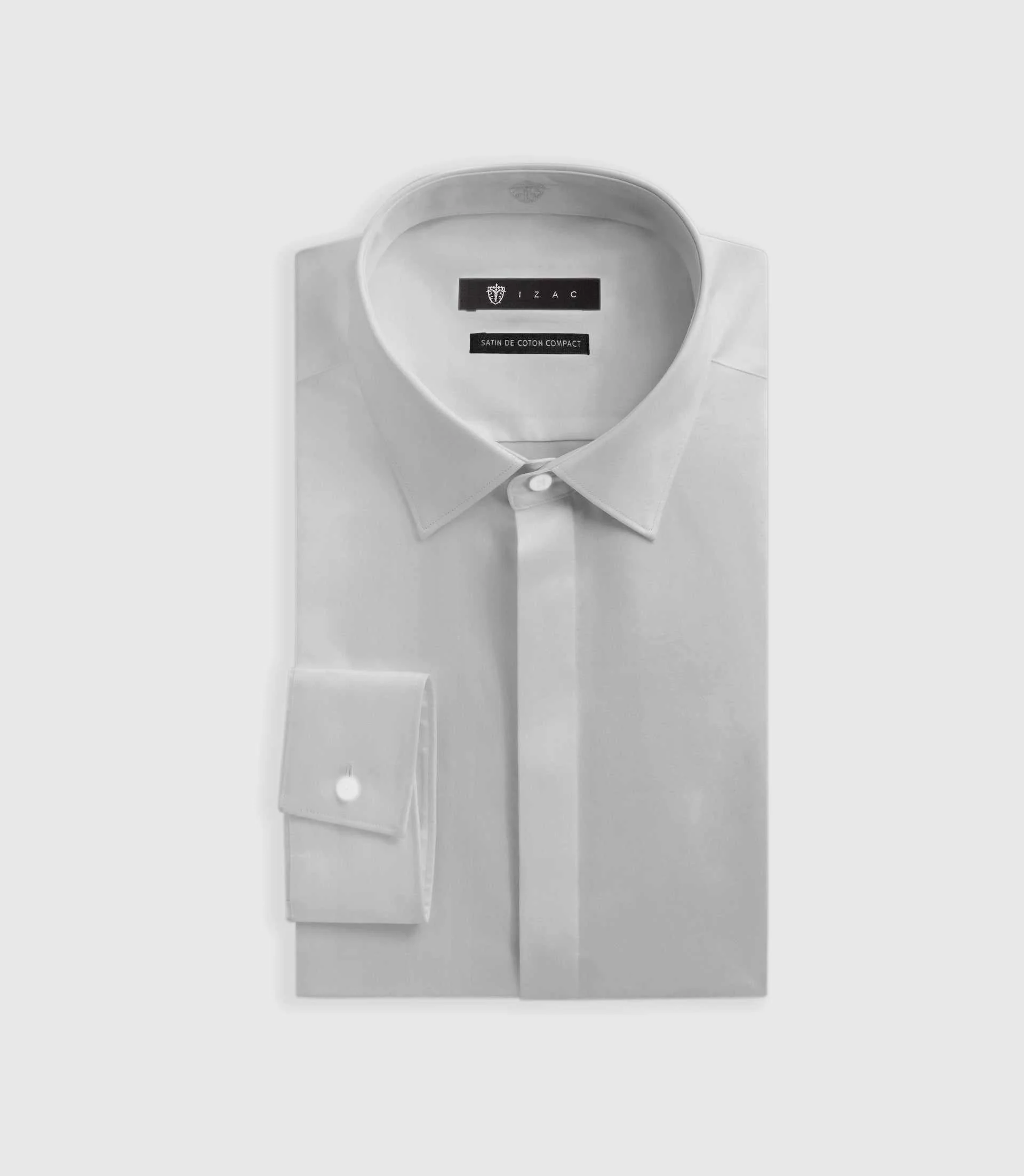Chemise slim en satin de coton gris perle SATINCACHE - Image 3