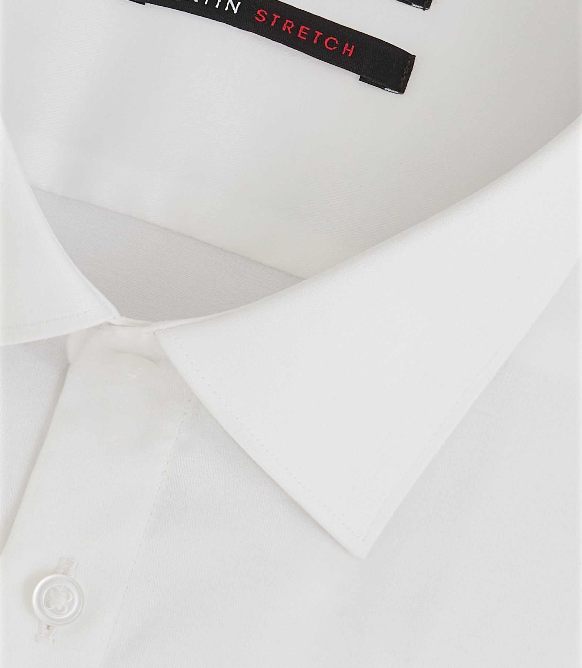 Chemise en satin stretch blanche SASTRETCHBASIC - Image 2