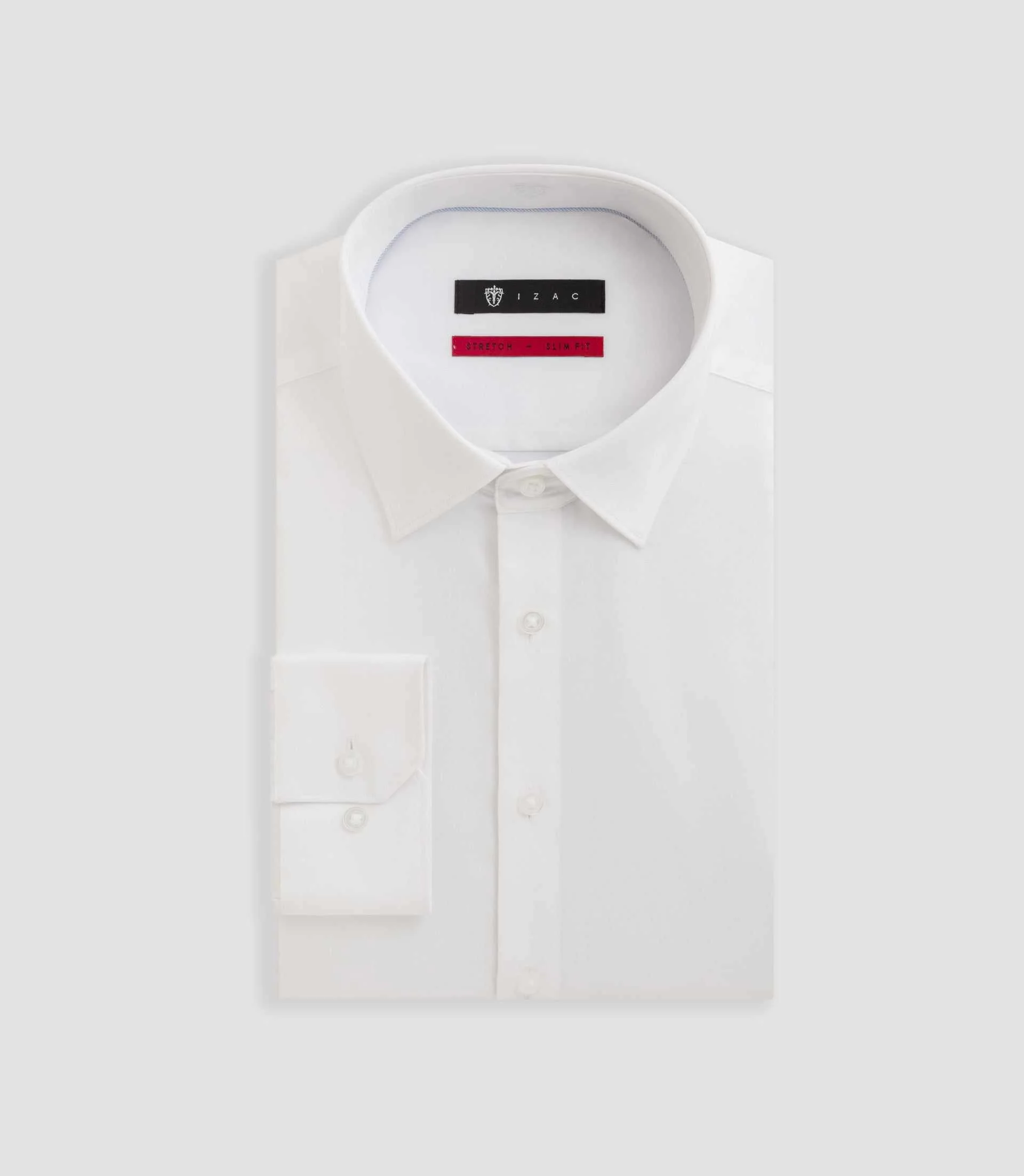 Chemise en satin stretch blanche SASTRETCHBASIC - Image 3