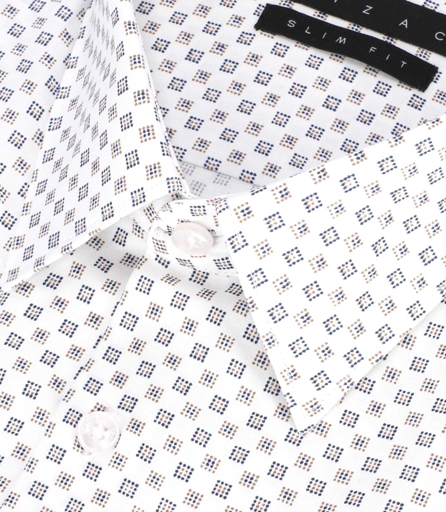 Chemise imprimée micro motifs blanche et beige PAMPA - Image 2