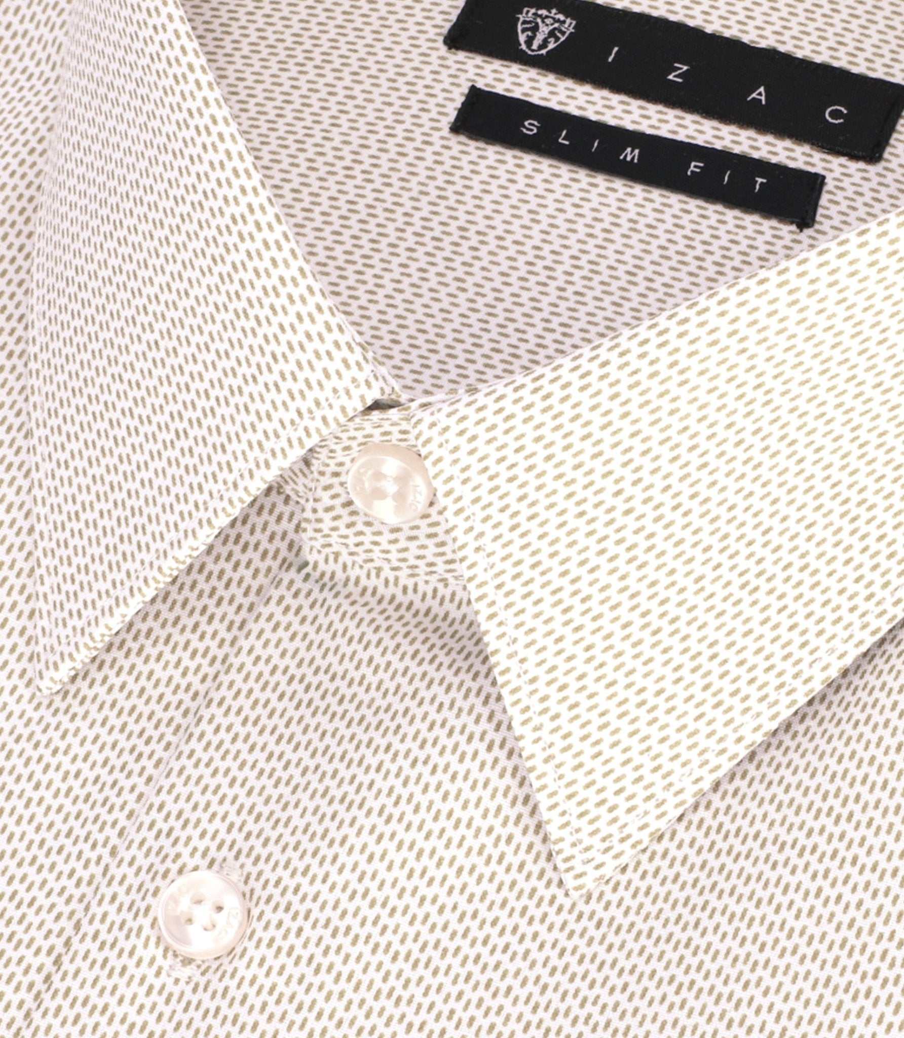 Chemise slim imprimée micro motifs blanche et beige PRESTO - Image 2
