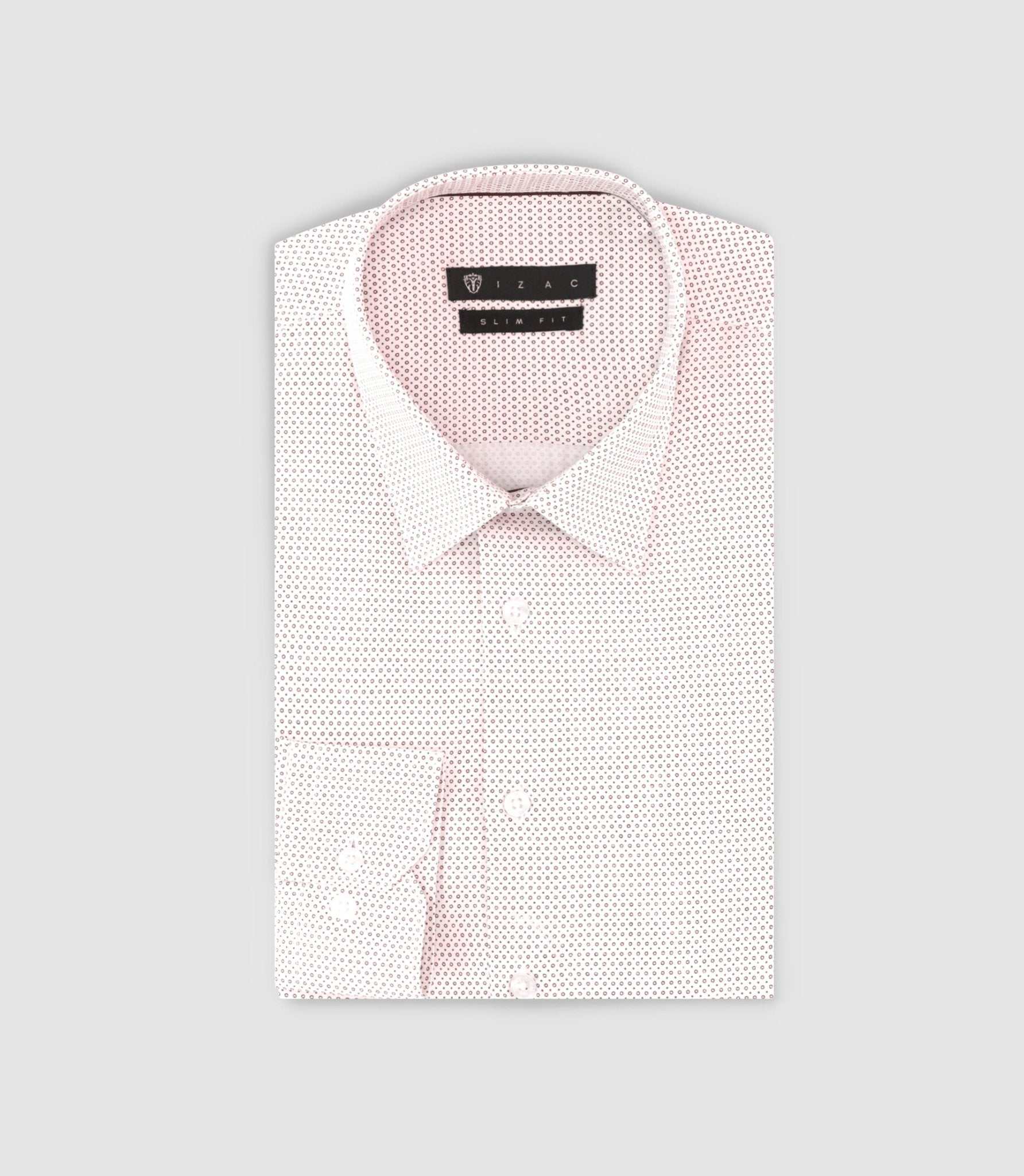 Chemise slim imprimée micro motifs blanche et bordeaux PERLE - Image 3