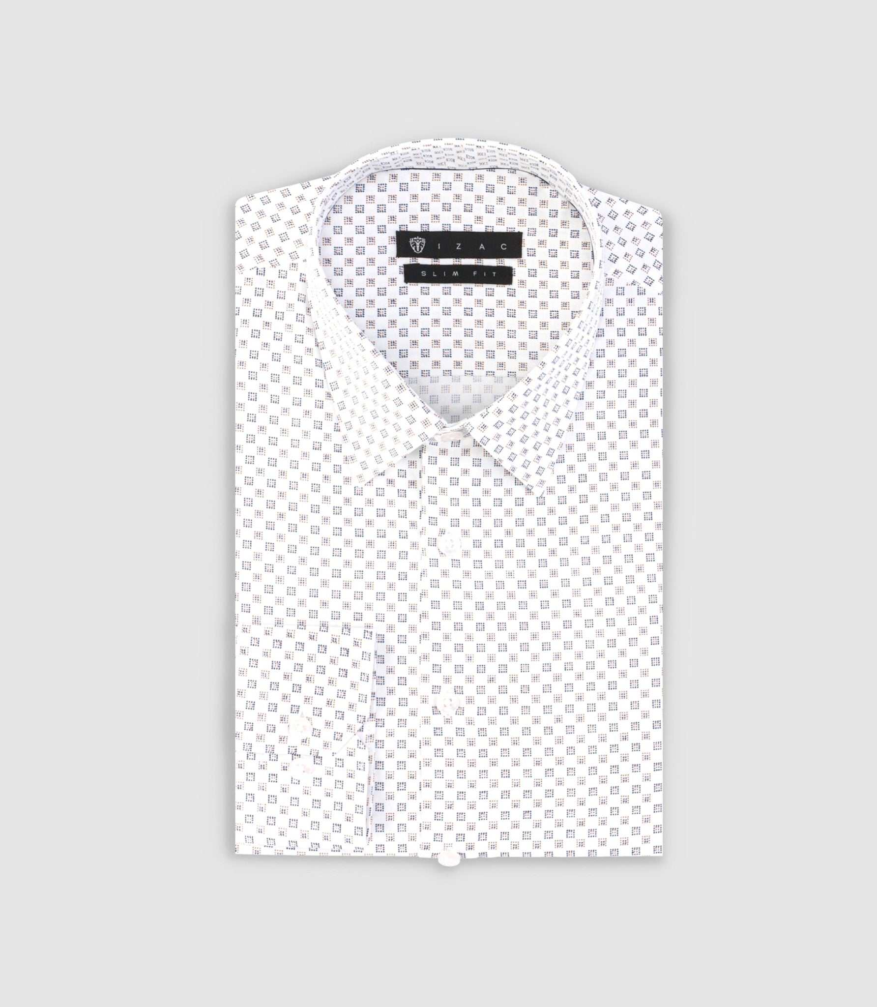 Chemise imprimée micro motifs blanche et camel PAMPA - Image 3