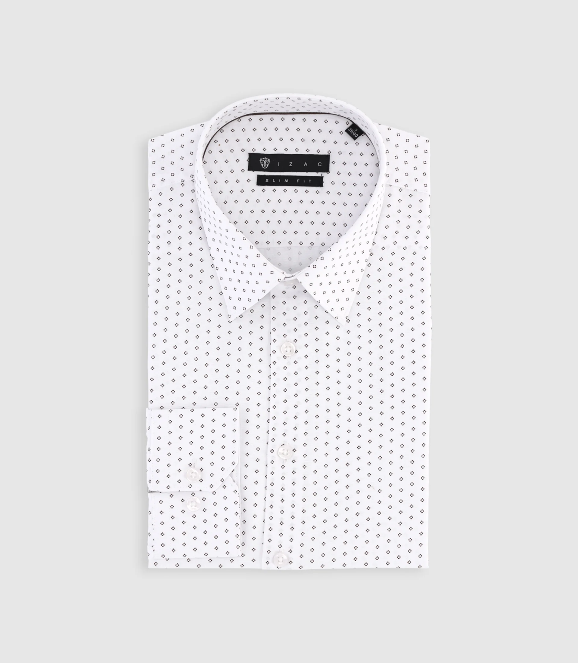 Chemise à imprimé micro motifs blanche et marron PAOLINO