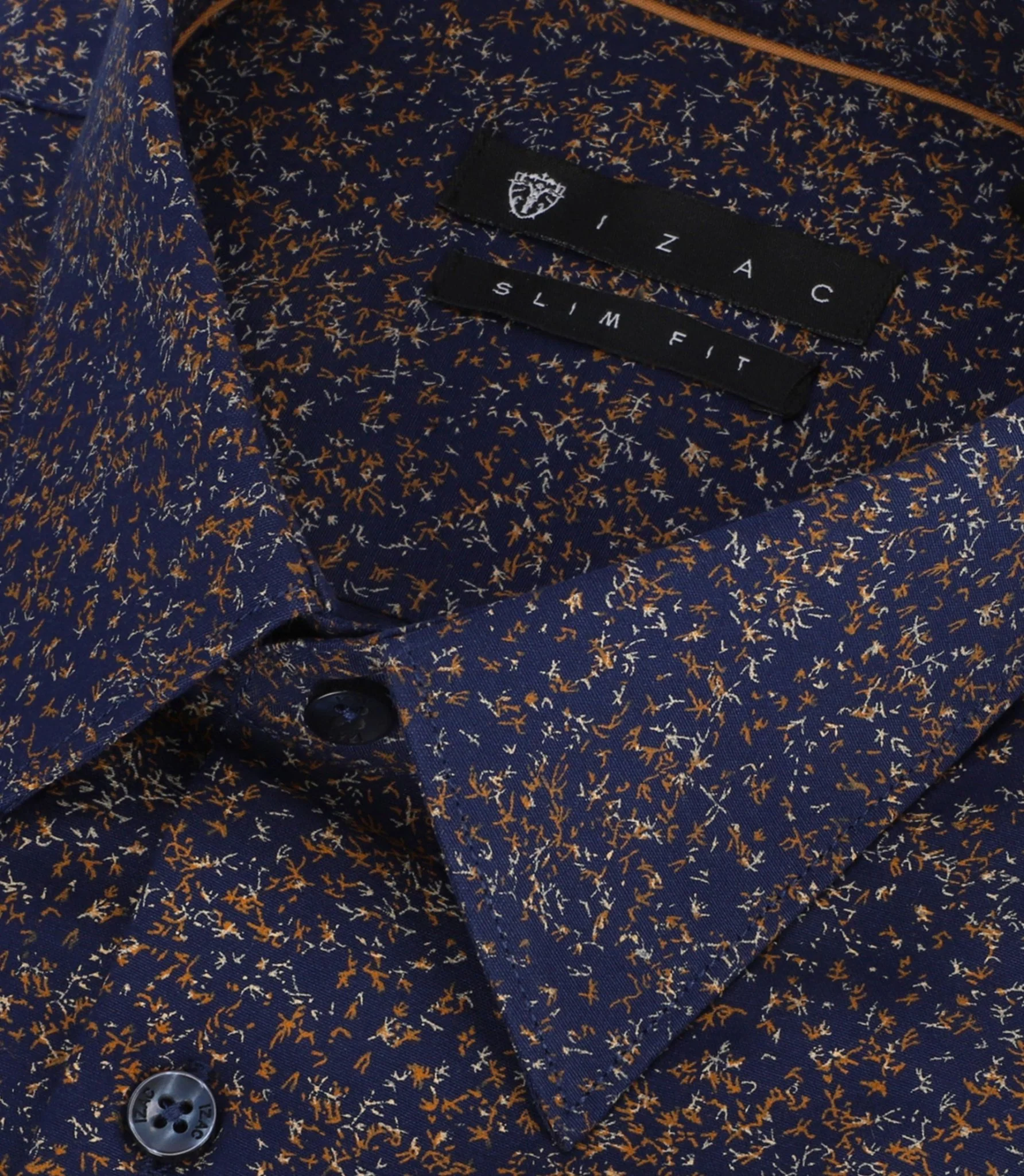 Chemise à imprimé micro motifs marine et camel PENTI - Image 2